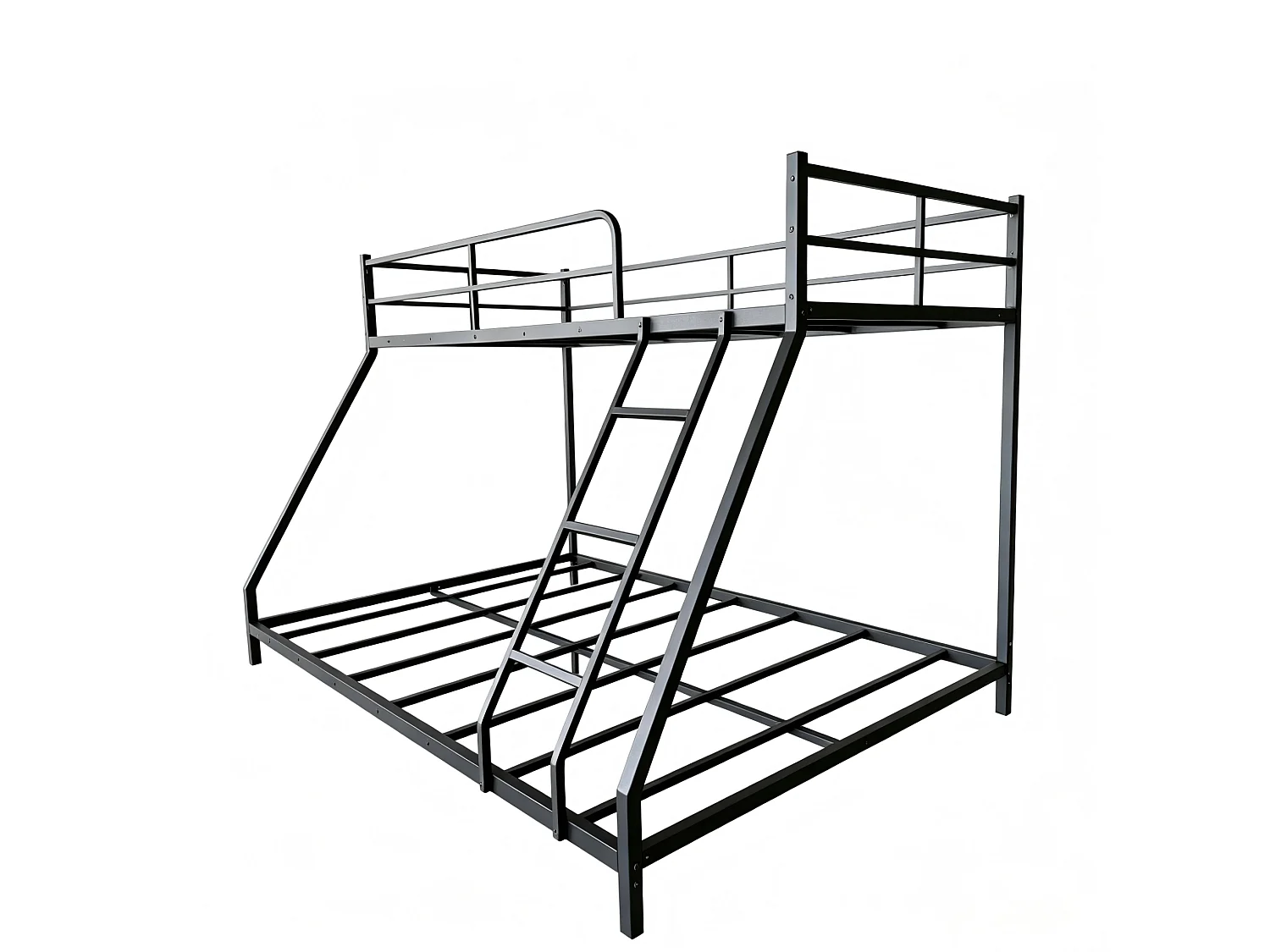 Lit superposé enfant 80 x 190 cm et 130 x 190 cm en métal avec échelle - Noir