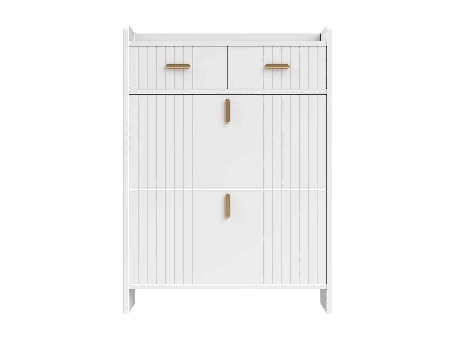 Scarpiera con ante a ribalta e 2 cassetti - Bianca 75 × 24 × 108,5 cm