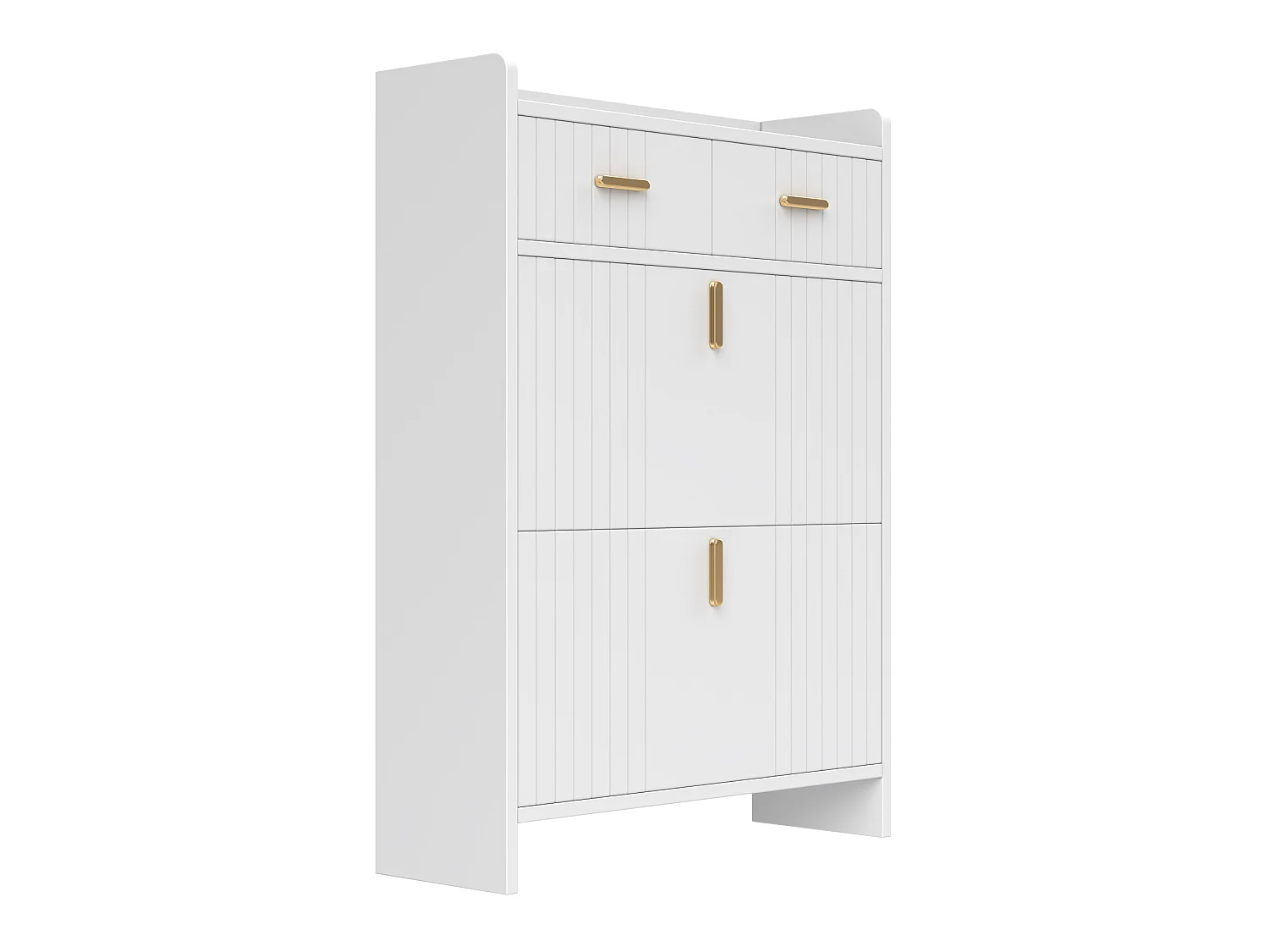 Scarpiera con ante a ribalta e 2 cassetti - Bianca 75 × 24 × 108,5 cm