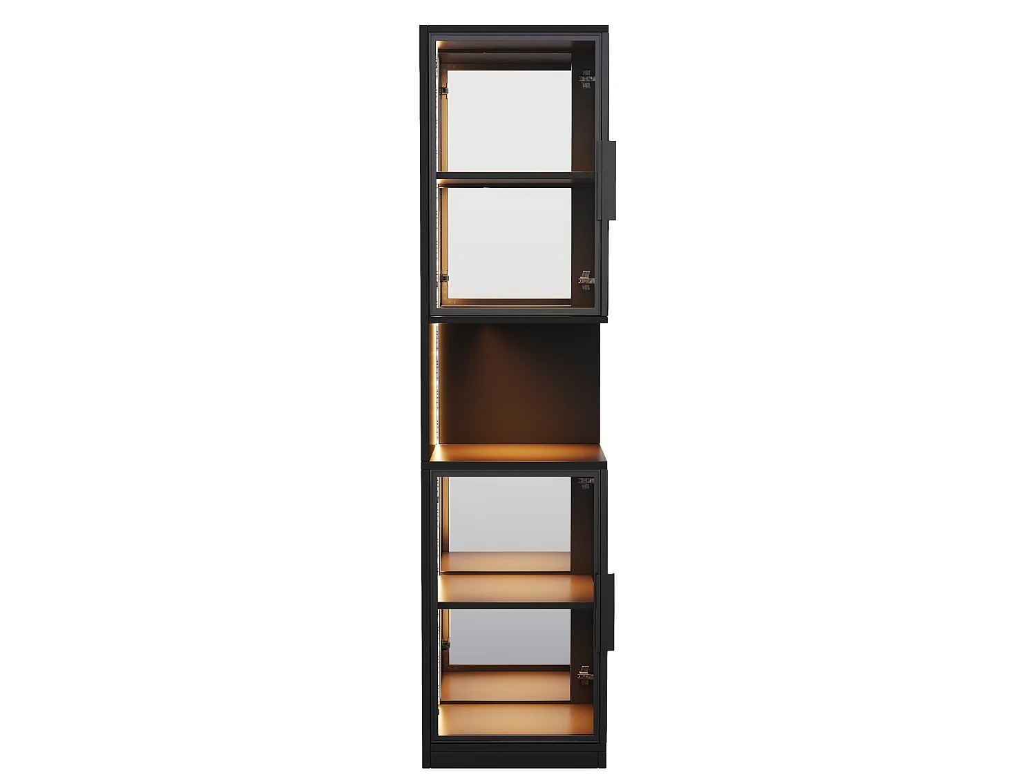 Vitrine LED de 205 cm avec portes vitrées - Pour cave à vin, bibliothèque - Noir