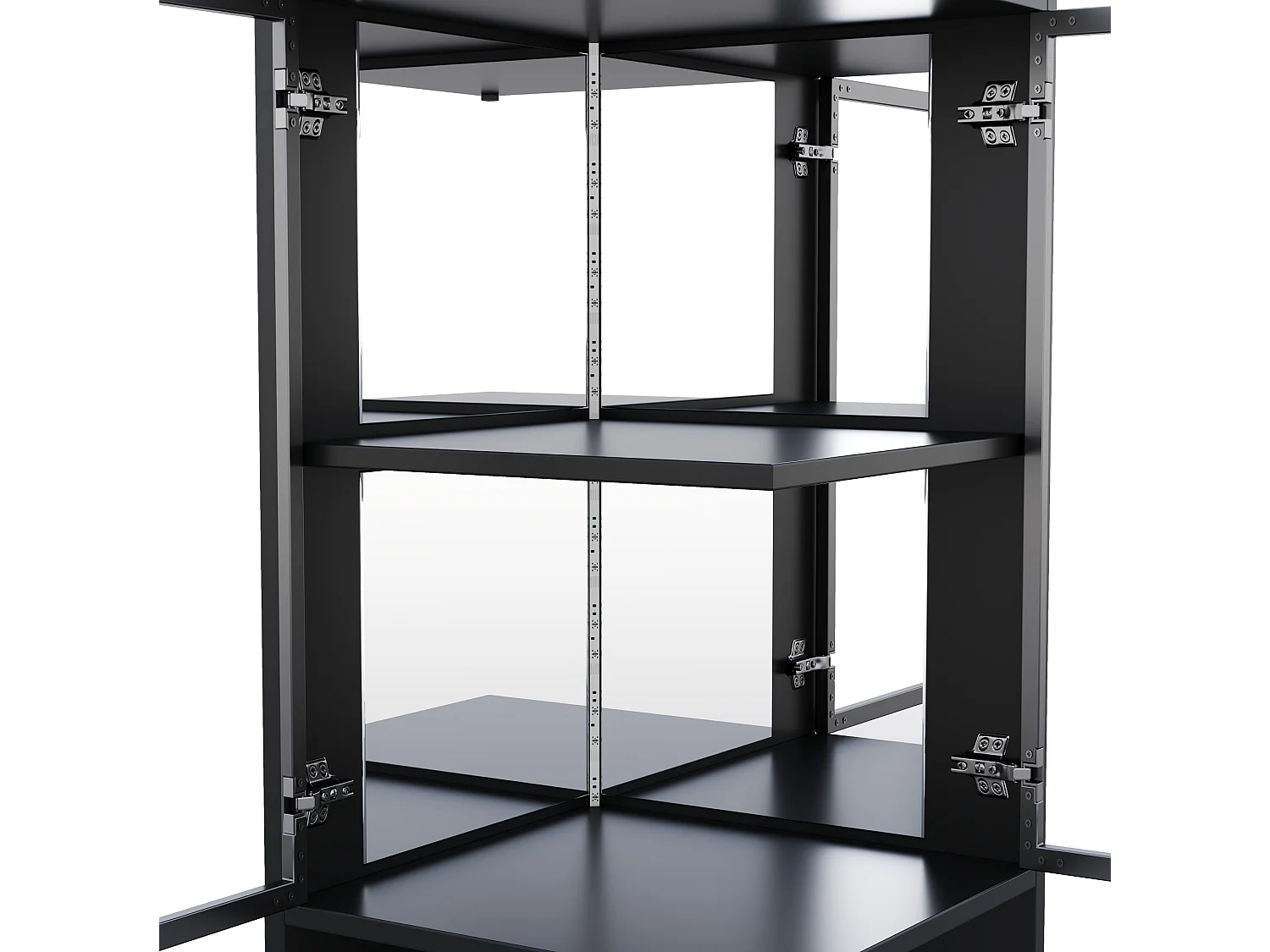 Vitrine LED de 205 cm avec portes vitrées - Pour cave à vin, bibliothèque - Noir