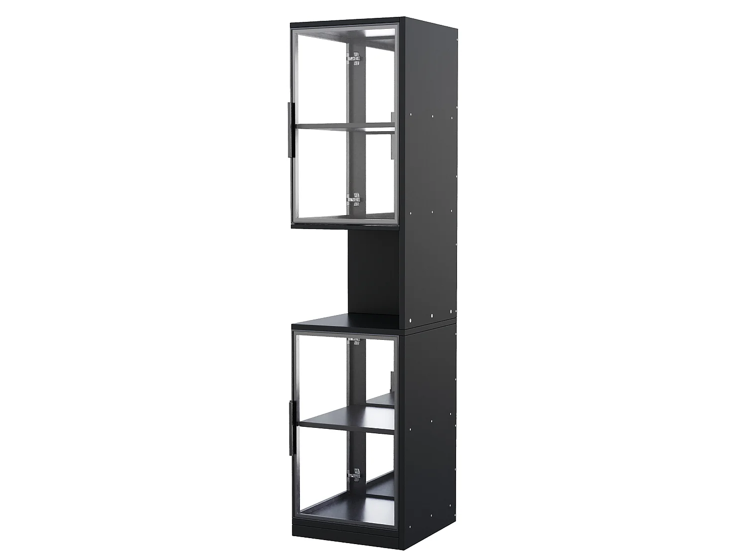 Vitrine LED de 205 cm avec portes vitrées - Pour cave à vin, bibliothèque - Noir