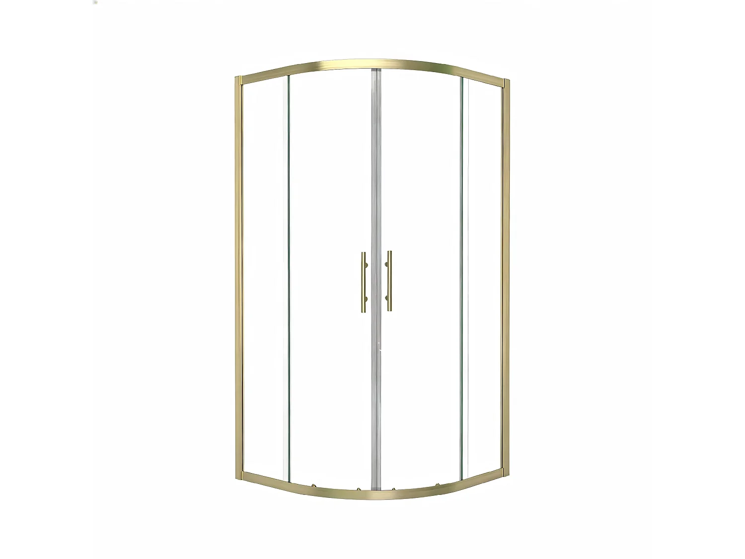 Box Doccia Semicircolare 90X90 cm H.190 Oro Spazzolato Porta Scorrevole Vetro 6 mm Trasparente Anticalcare, Piatto Doccia Bianco