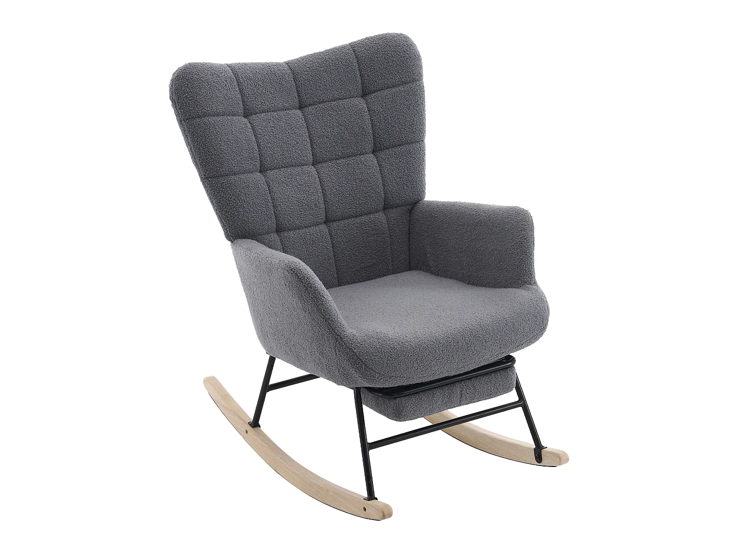 Rocking chair avec repose-pieds escamotable - Fauteuil à bascule en tissu gris