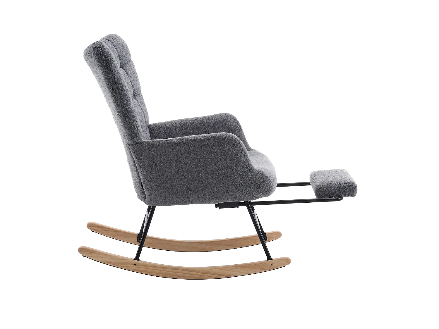 Rocking chair avec repose-pieds escamotable - Fauteuil à bascule en tissu gris