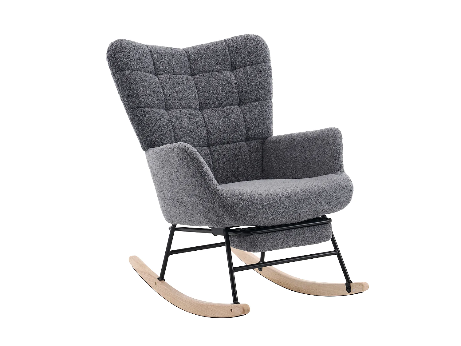 Rocking chair avec repose-pieds escamotable - Fauteuil à bascule en tissu gris