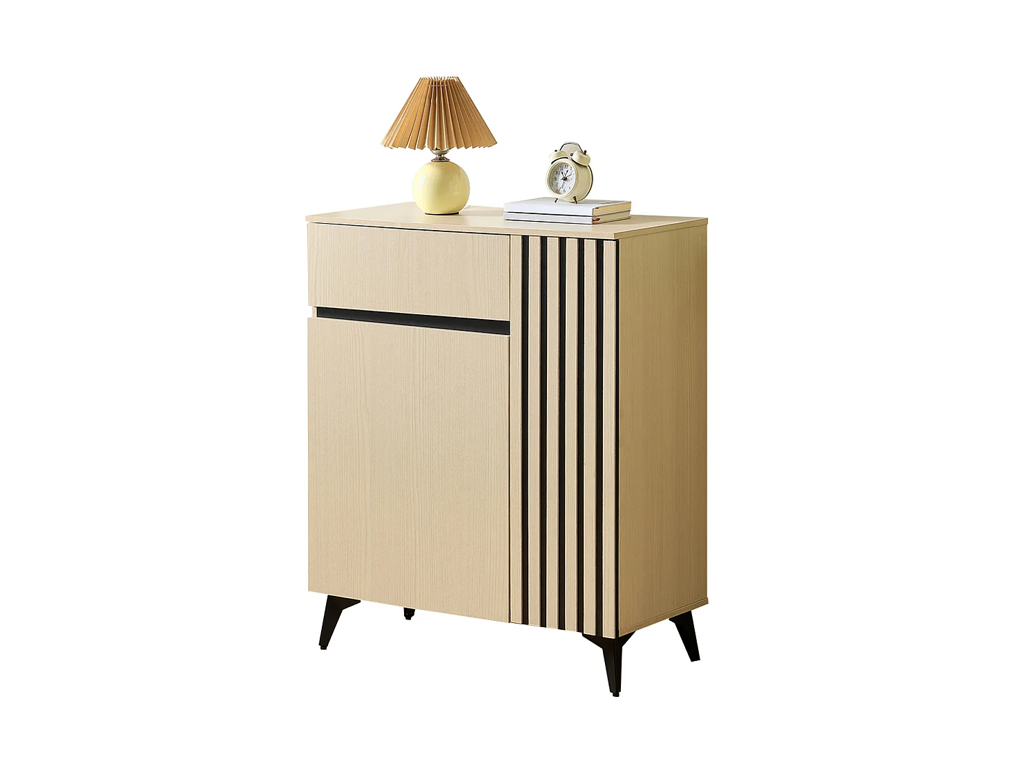 Schoenenkast 75x35x90 cm met 2 deuren en lade - Licht naturel