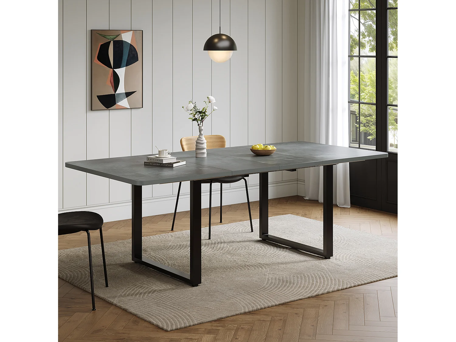 Tavolo da pranzo allungabile 140/180/220x80 cm per 6-10 persone - Grigio