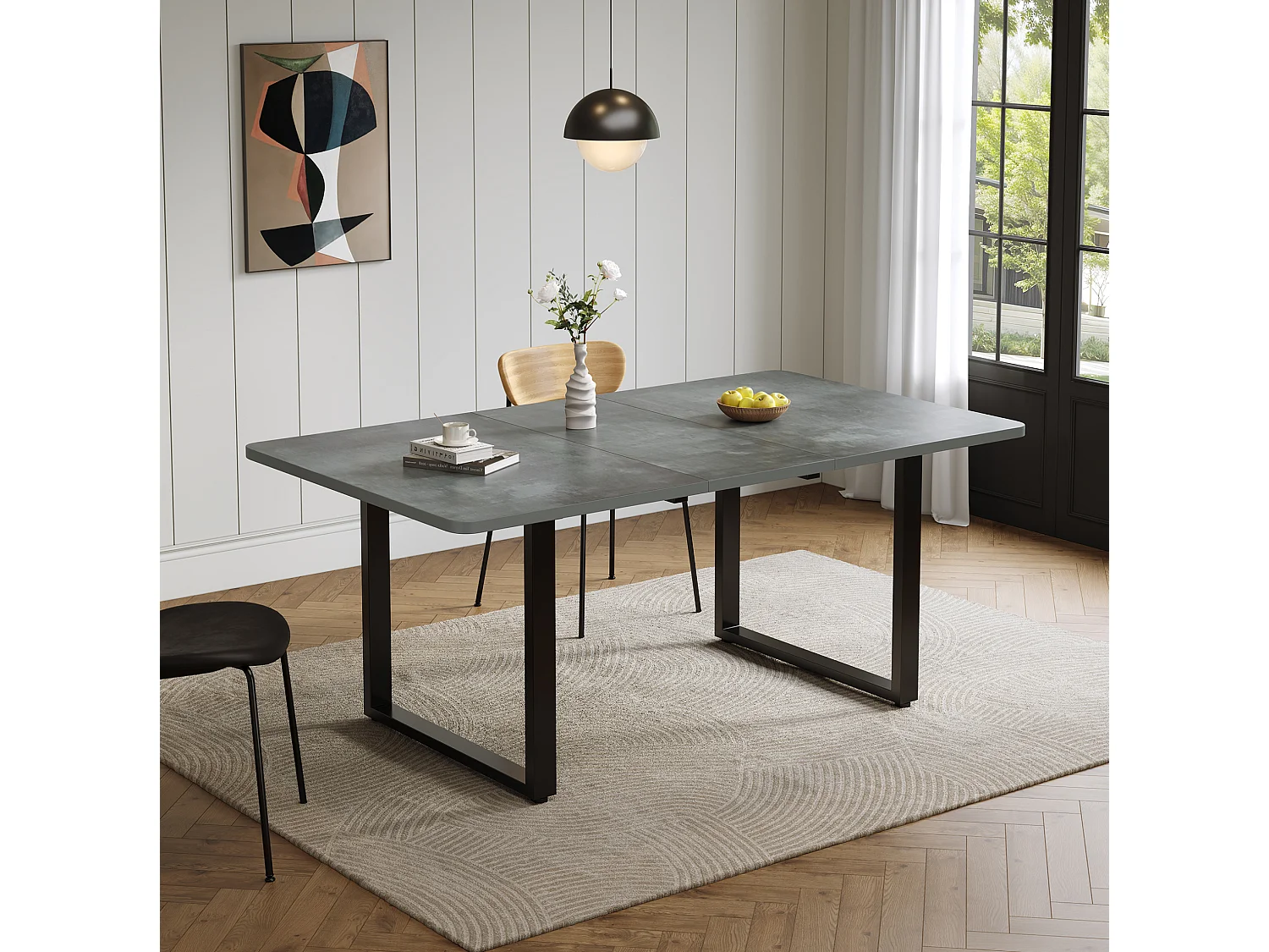 Tavolo da pranzo allungabile 140/180/220x80 cm per 6-10 persone - Grigio