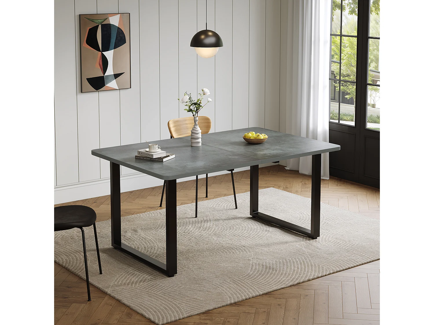 Tavolo da pranzo allungabile 140/180/220x80 cm per 6-10 persone - Grigio