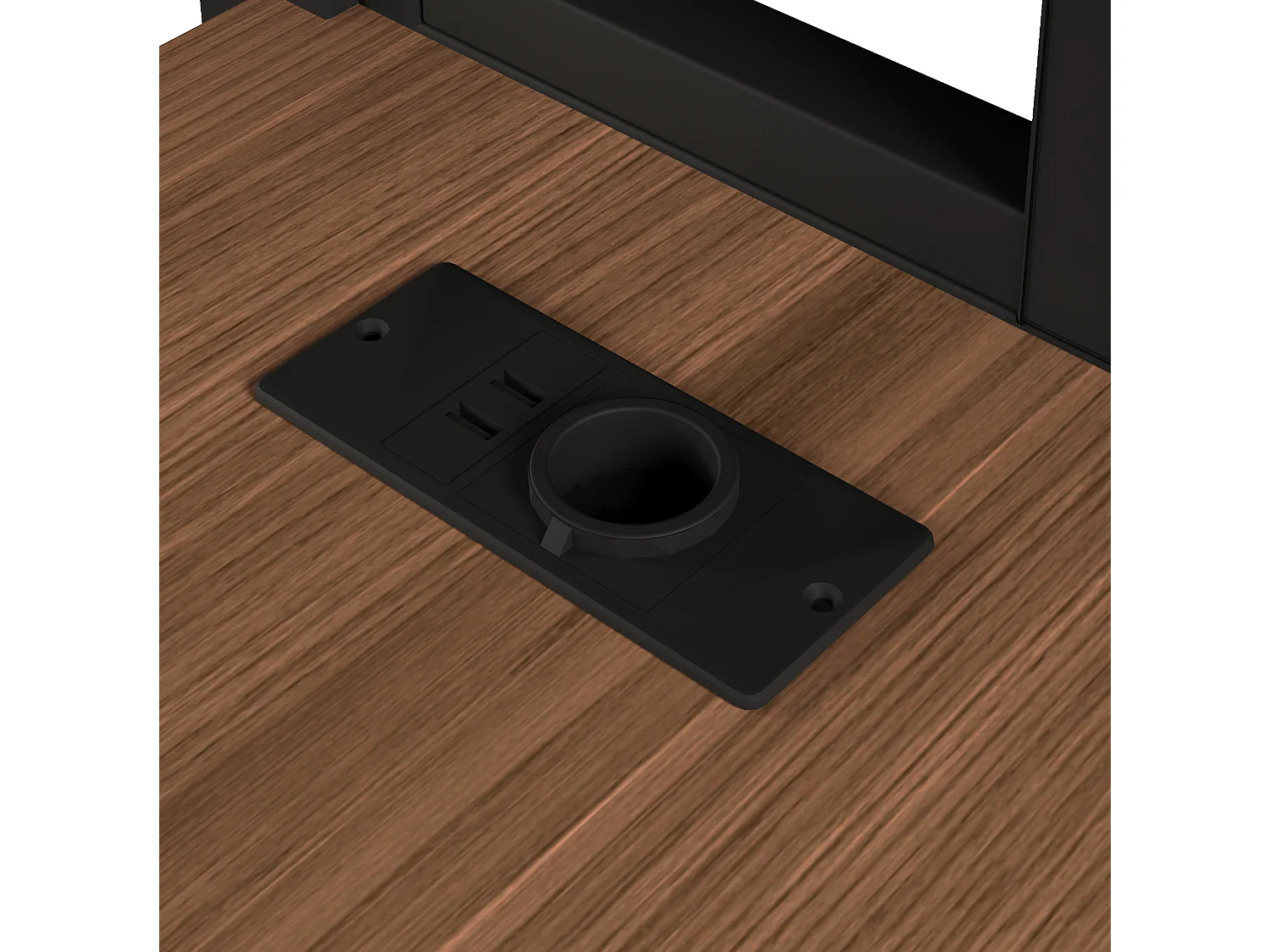 Lit superposé enfant 90x200 cm avec bureau, LED et USB - Noir - Métal et bois