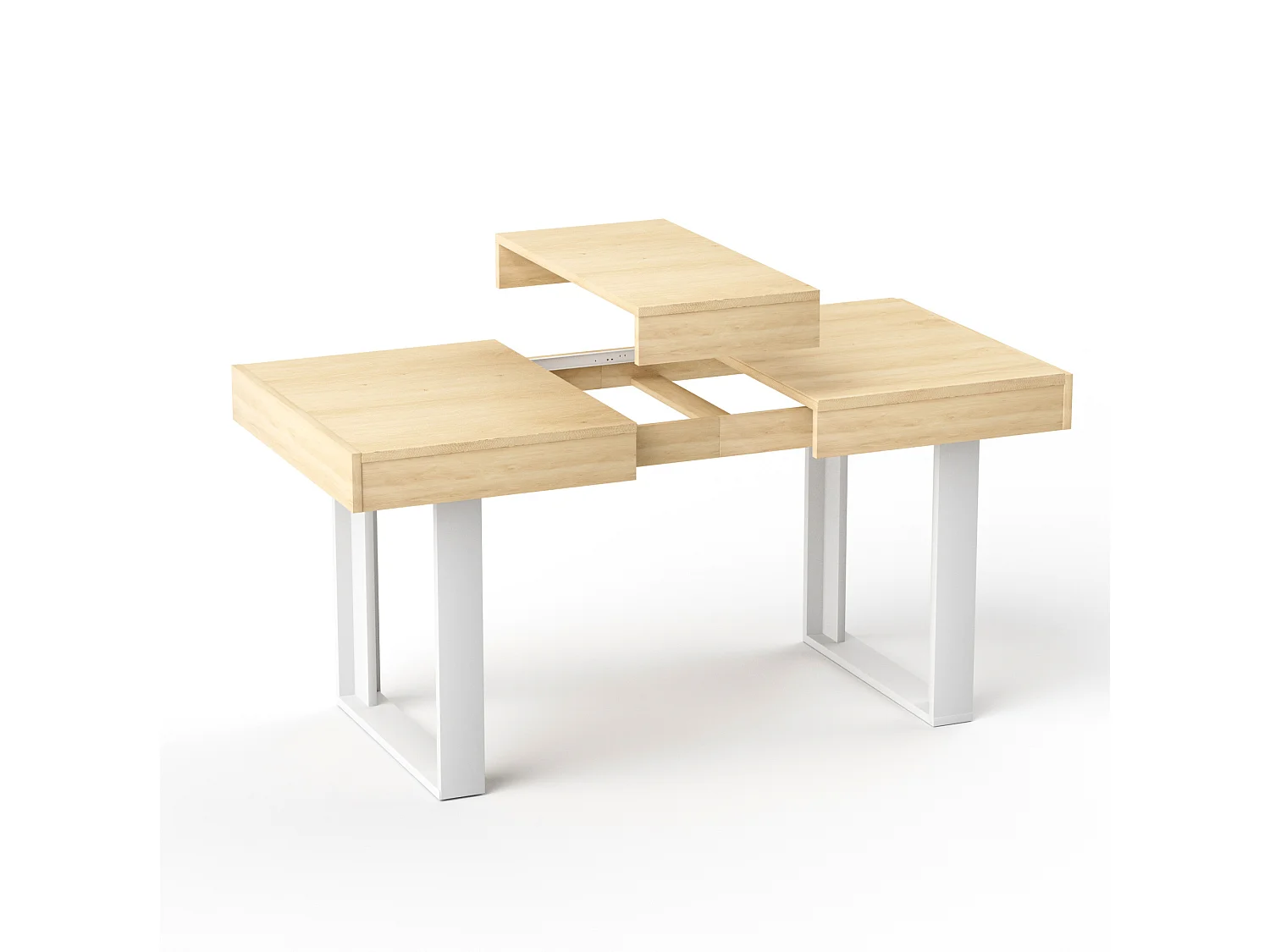 Tavolo da pranzo allungabile in stile retrò 120-160x75 cm - Naturale e bianco