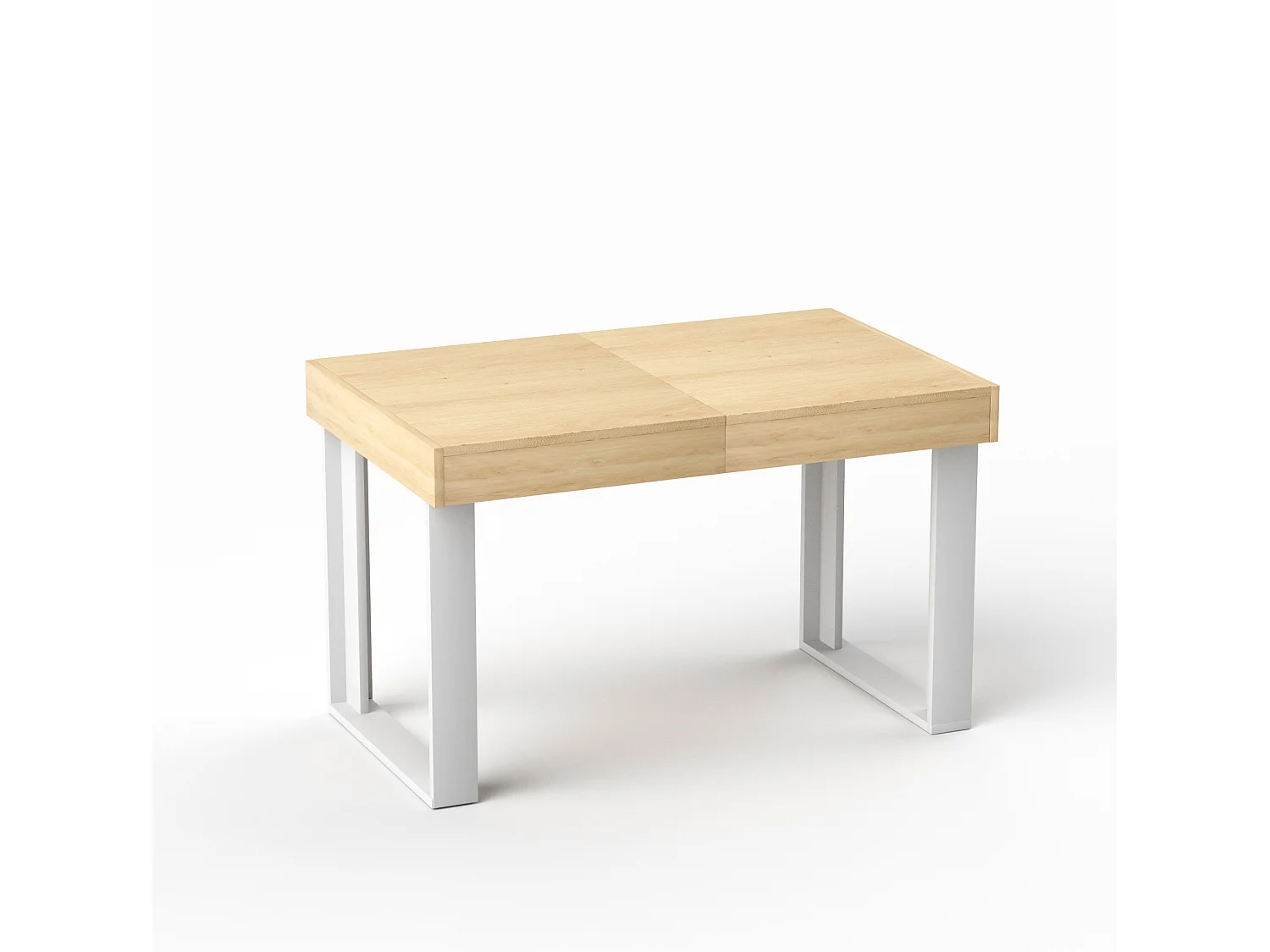 Tavolo da pranzo allungabile in stile retrò 120-160x75 cm - Naturale e bianco