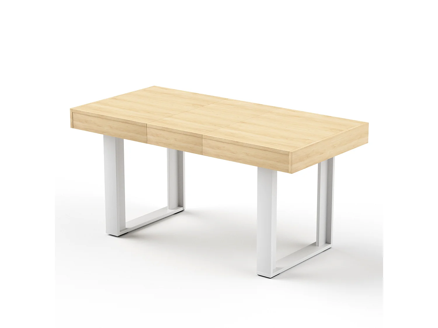 Tavolo da pranzo allungabile in stile retrò 120-160x75 cm - Naturale e bianco