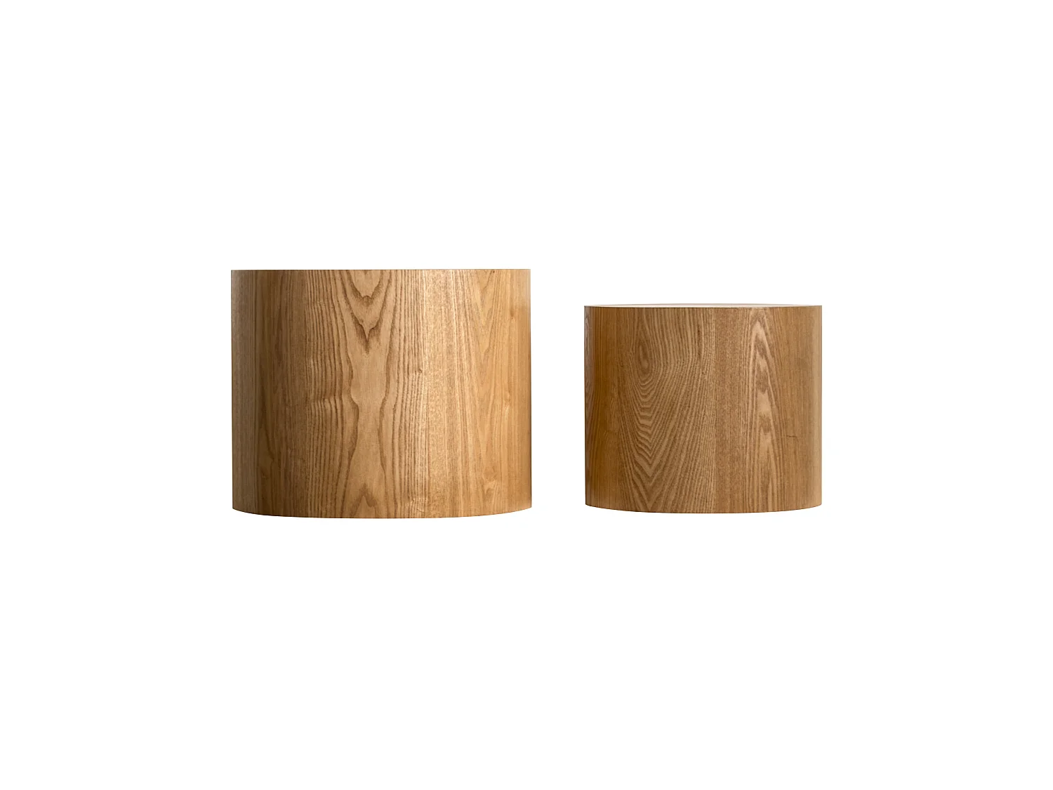 Lot de 2 tables basses gigognes rondes 48 cm et 38 cm - Couleur bois