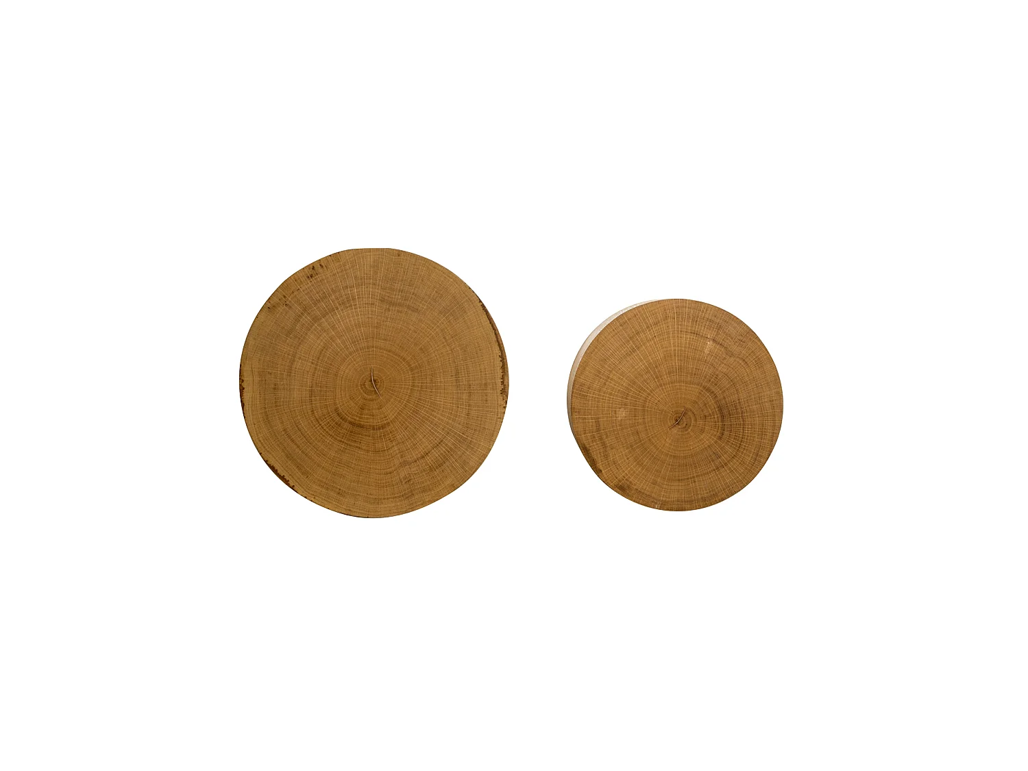 Lot de 2 tables basses gigognes rondes 48 cm et 38 cm - Couleur bois