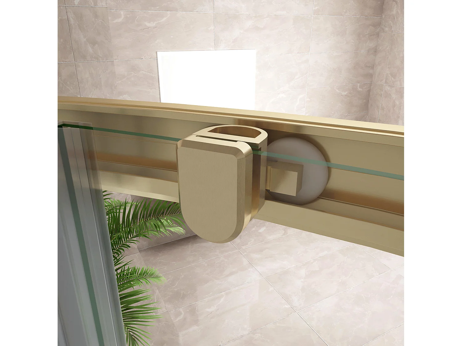 Box Doccia Semicircolare 80X80 cm H.190 Oro Spazzolato Porta Scorrevole Vetro 6 mm Trasparente Anticalcare, Piatto Doccia Bianco