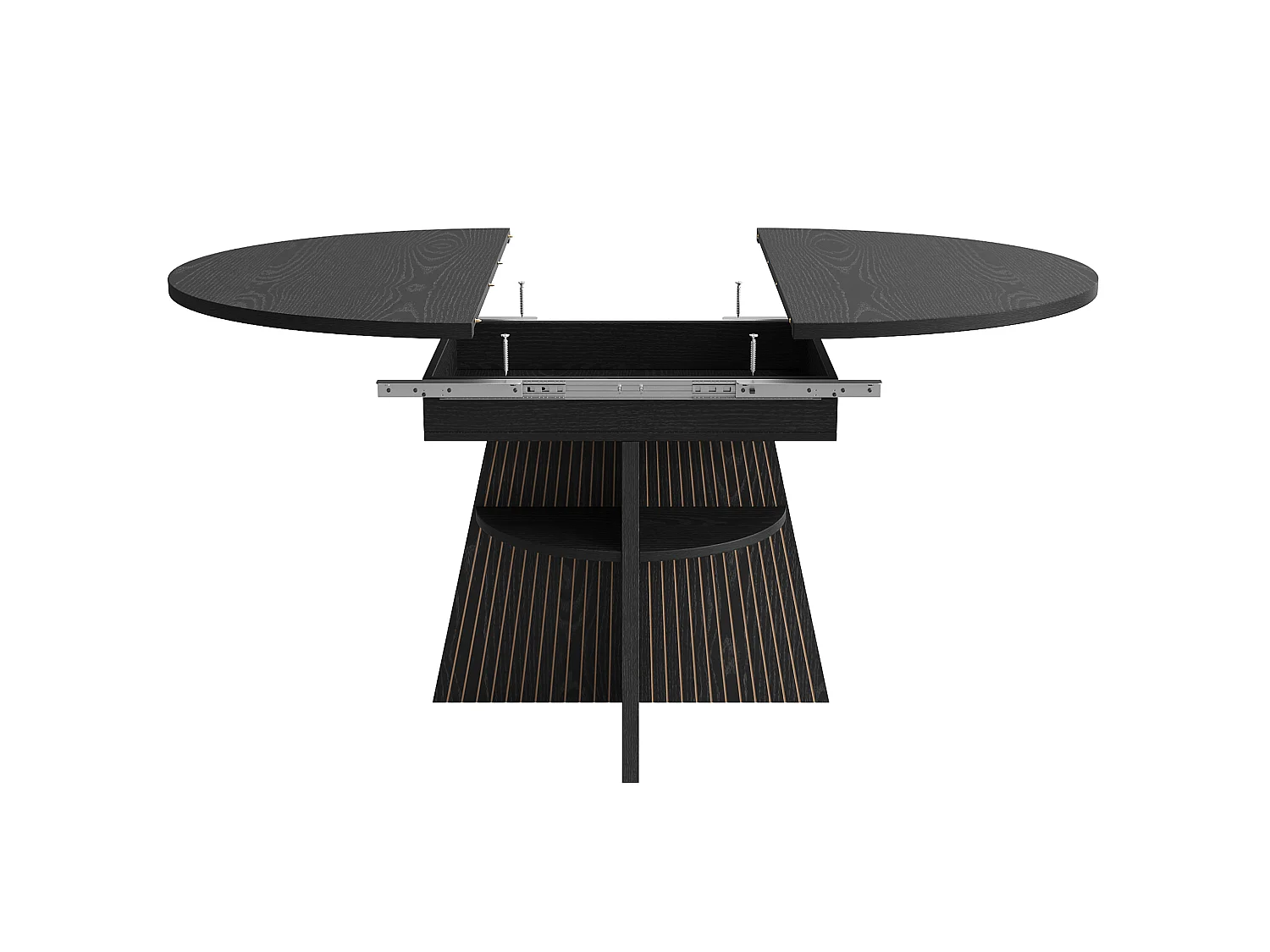 Tavolo da pranzo allungabile 110-150 x 110 cm - Nero con ripiani