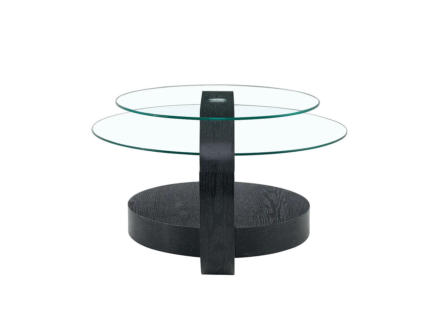 Mesa de centro minimalista de cristal de 2 niveles - Acabado madera negro