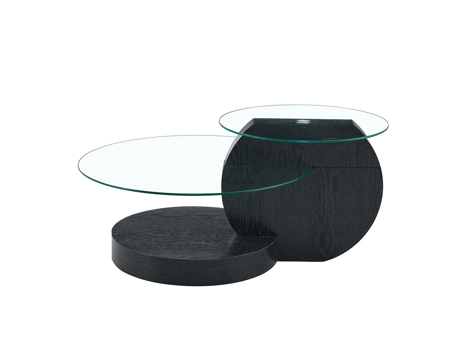 Mesa de centro minimalista de cristal de 2 niveles - Acabado madera negro