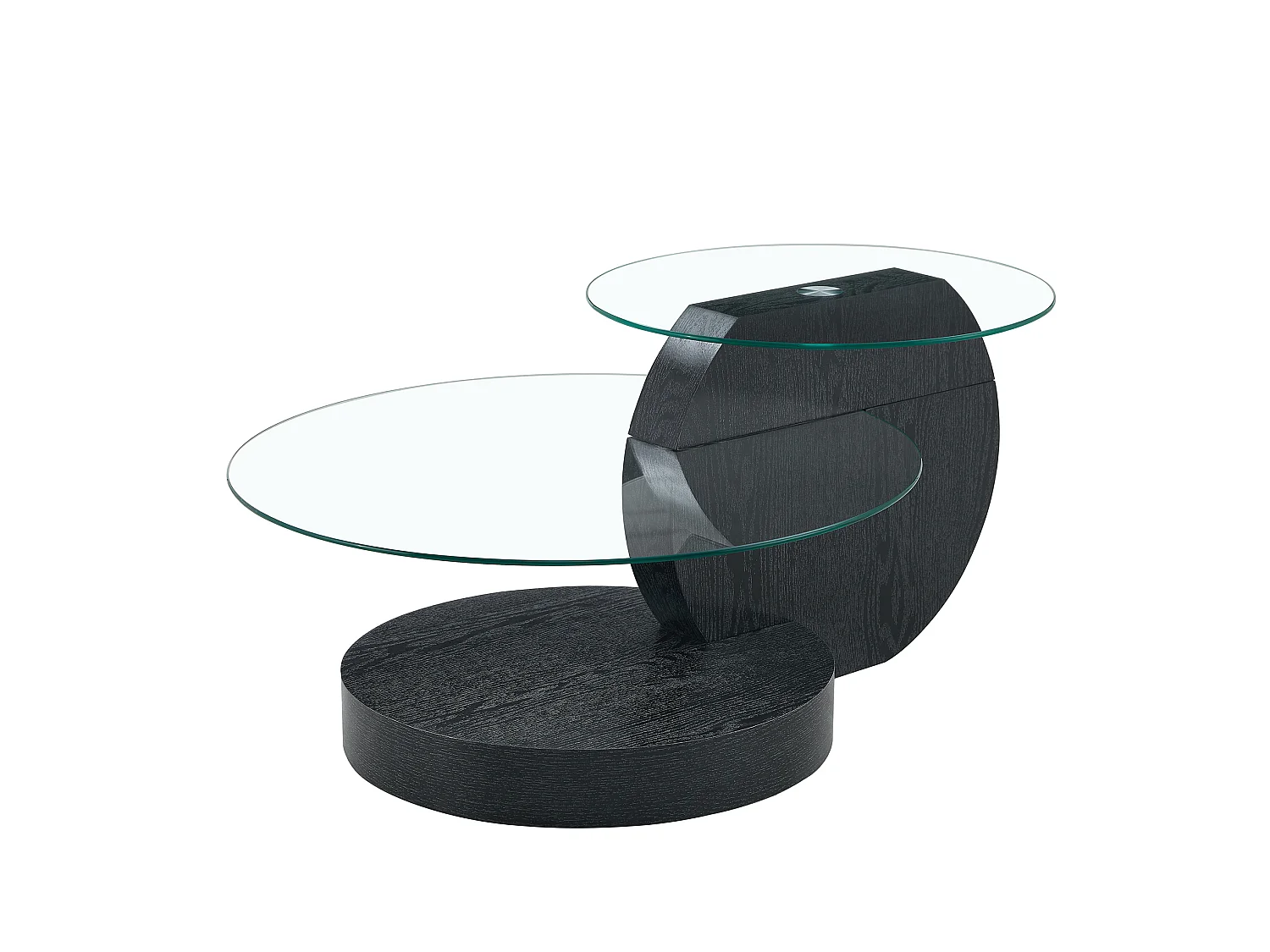 Mesa de centro minimalista de cristal de 2 niveles - Acabado madera negro