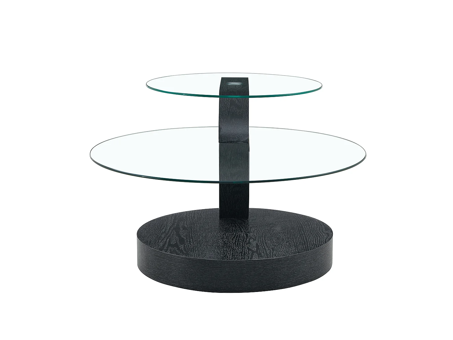 Mesa de centro minimalista de cristal de 2 niveles - Acabado madera negro