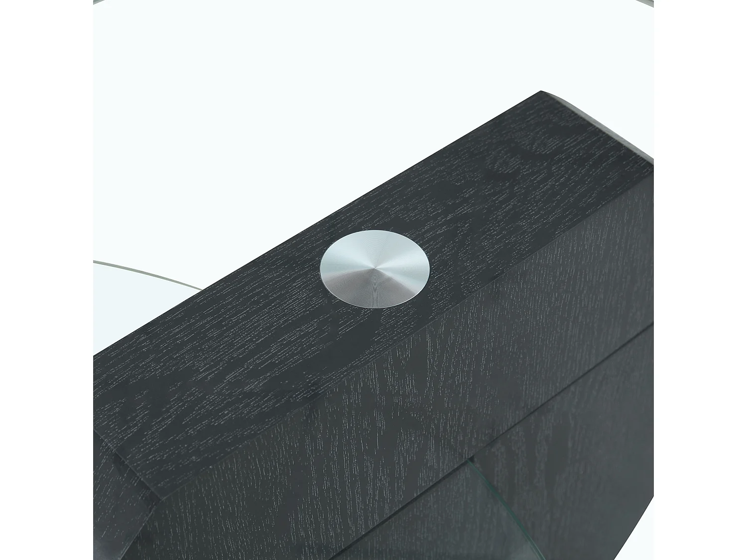 Mesa de centro minimalista de cristal de 2 niveles - Acabado madera negro