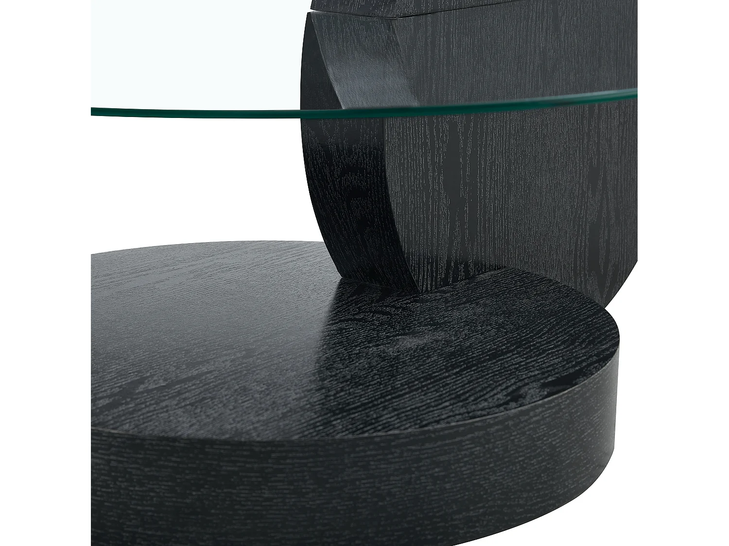 Mesa de centro minimalista de cristal de 2 niveles - Acabado madera negro
