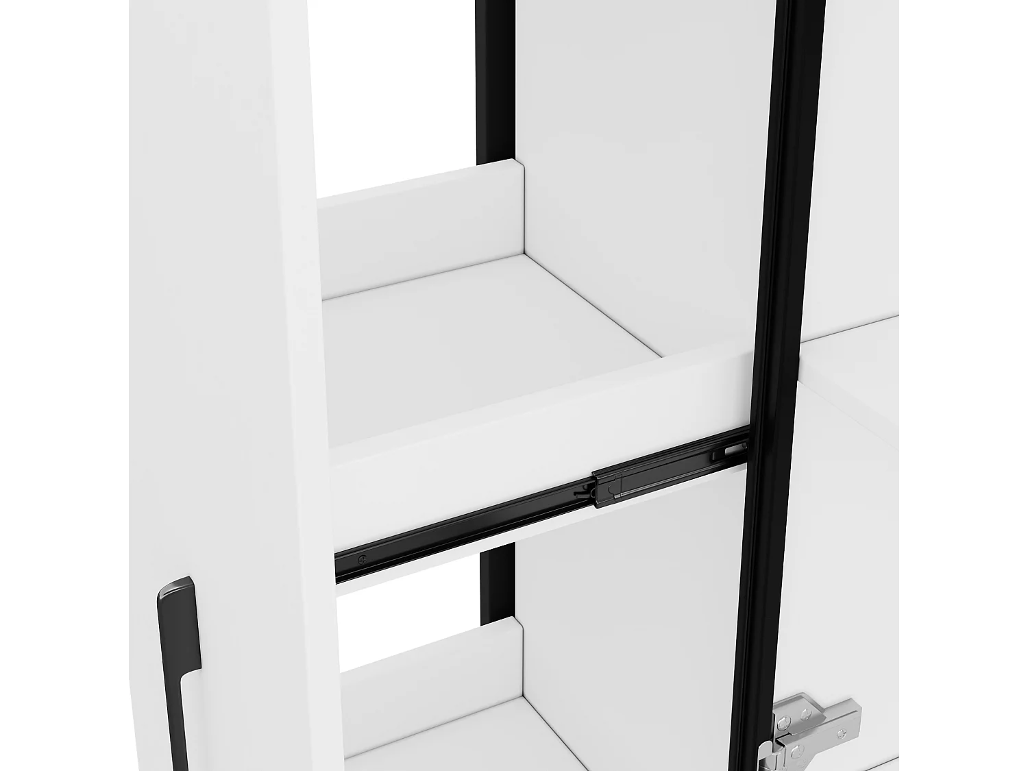LED-vitrinskåp med 4 dörrar och skjutbara hyllor - MDF och glas - Vit