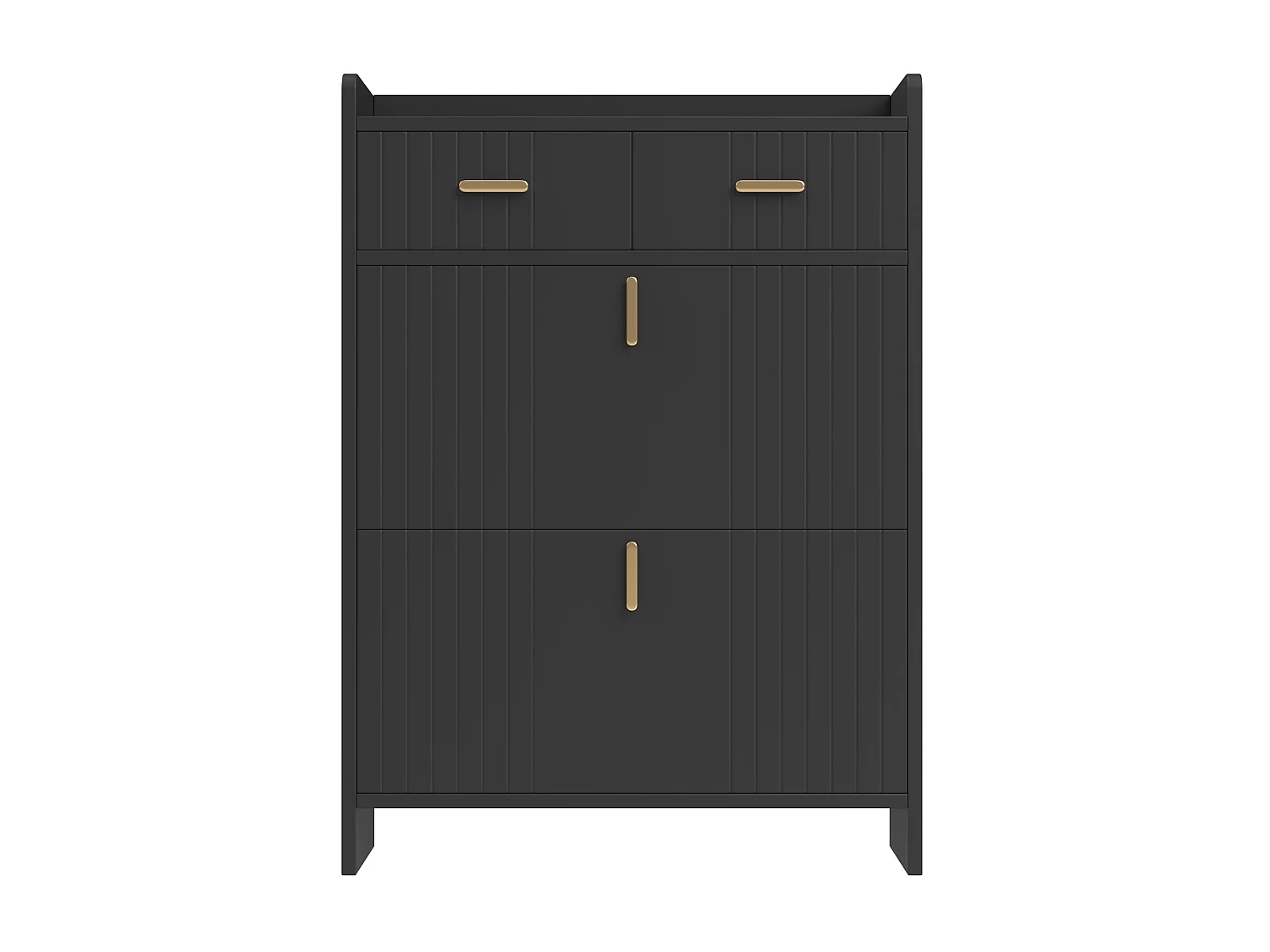 Scarpiera con ante a ribalta e 2 cassetti - Nera 75 × 24 × 108,5 cm