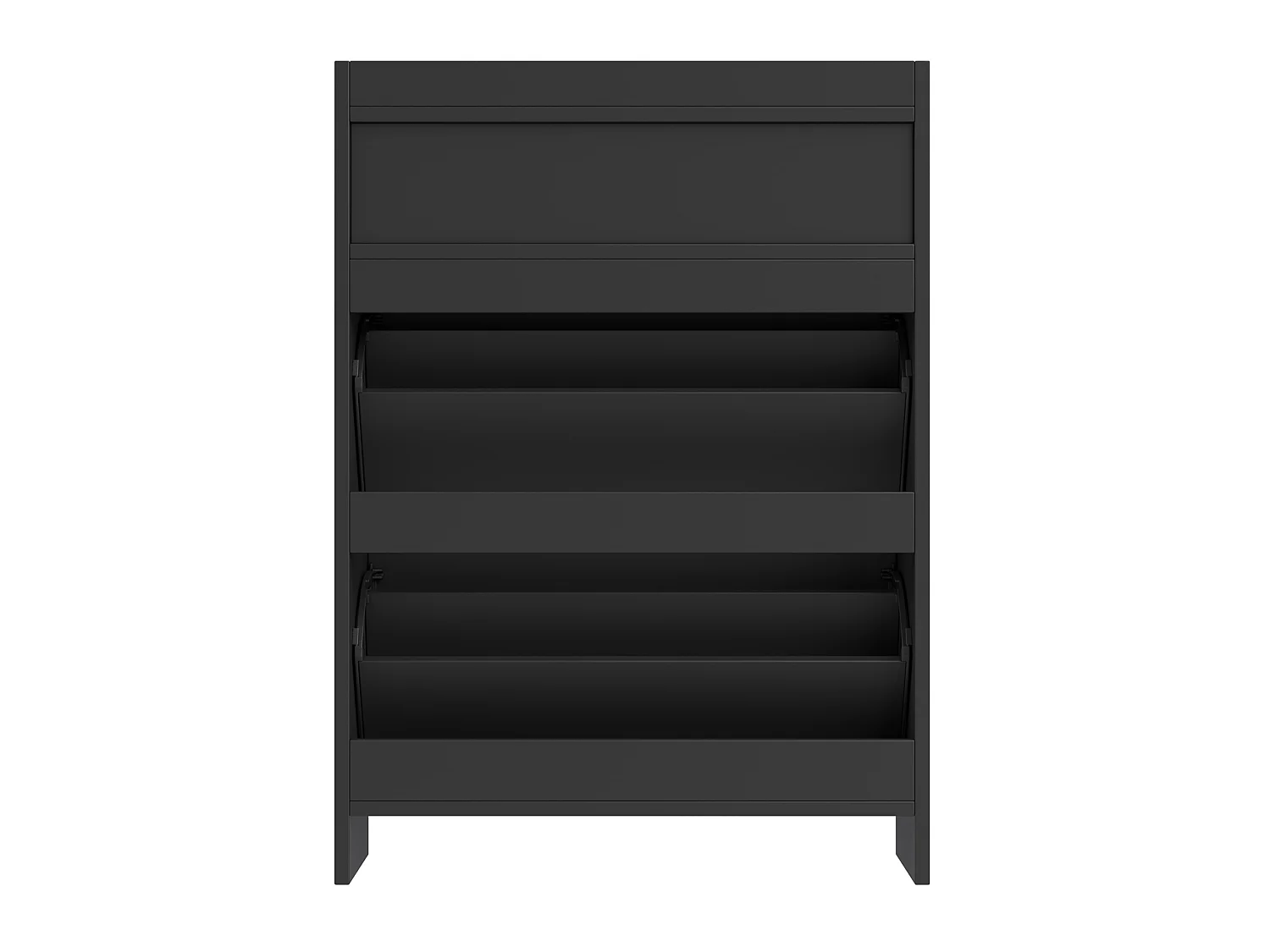 Scarpiera con ante a ribalta e 2 cassetti - Nera 75 × 24 × 108,5 cm
