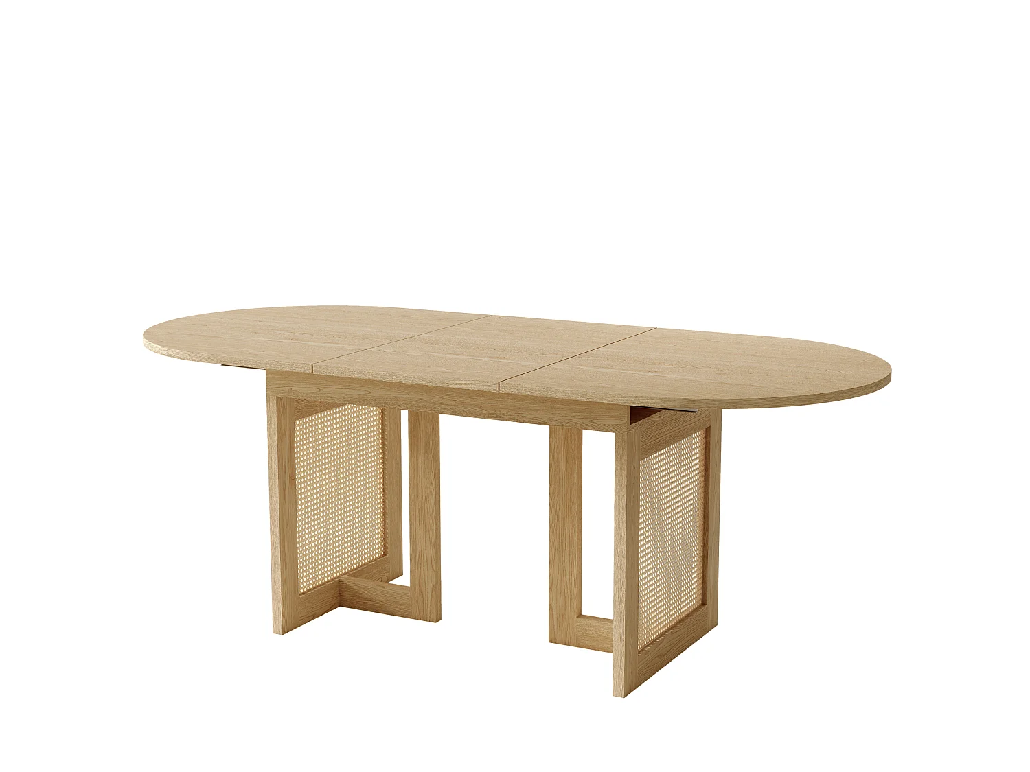 Table à manger extensible 150/200x90 cm avec bords arrondis - Pour 6-8 personnes - Naturel clair