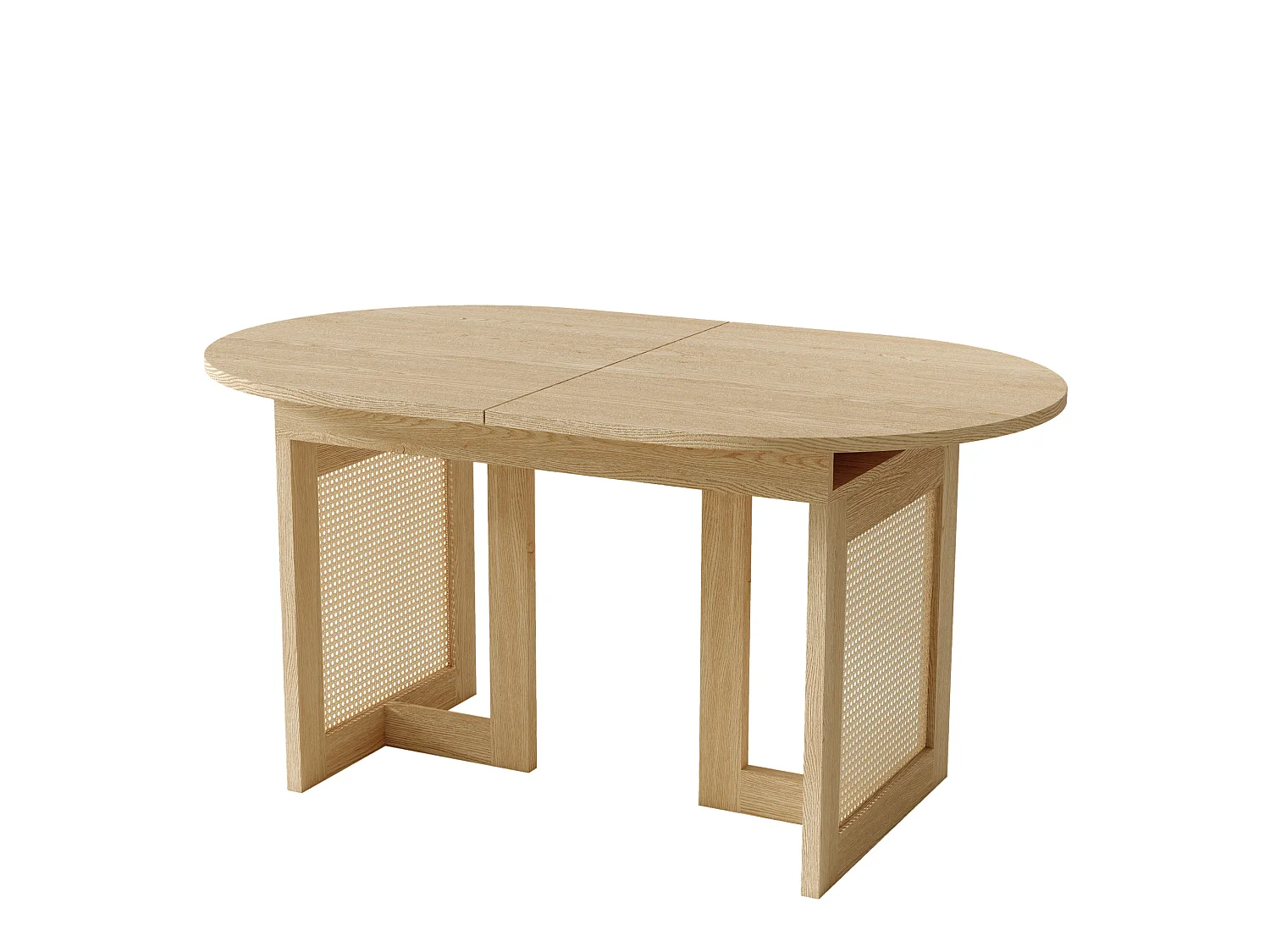 Table à manger extensible 150/200x90 cm avec bords arrondis - Pour 6-8 personnes - Naturel clair