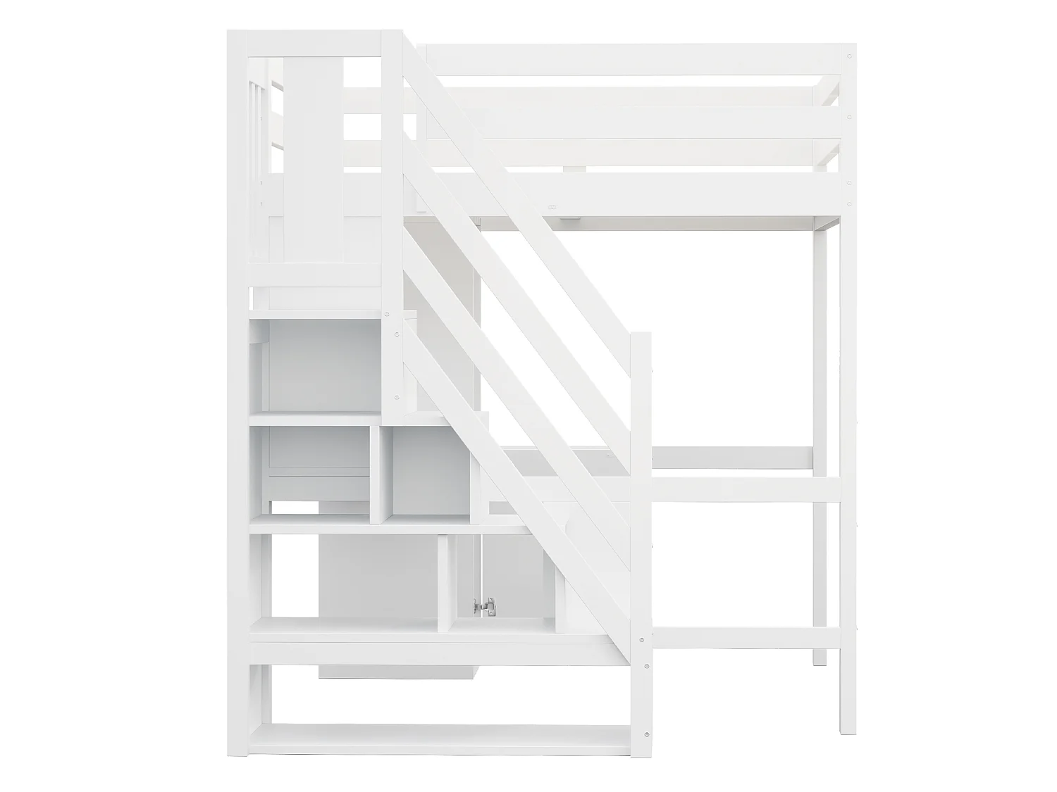 Lit mezzanine enfant 140x200 cm avec bureau, LED et rangement - Banc