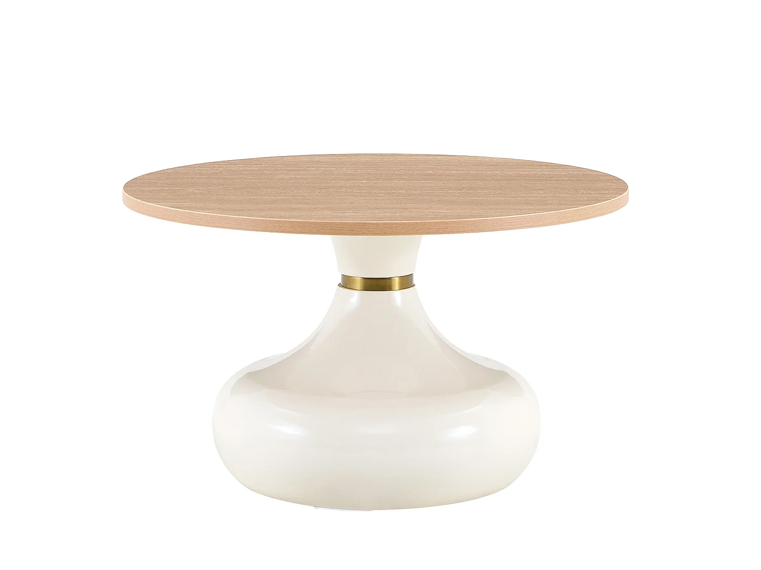 Set di 2 tavolini rotondi, 70 cm + 50 cm, bianchi - Legno e metallo