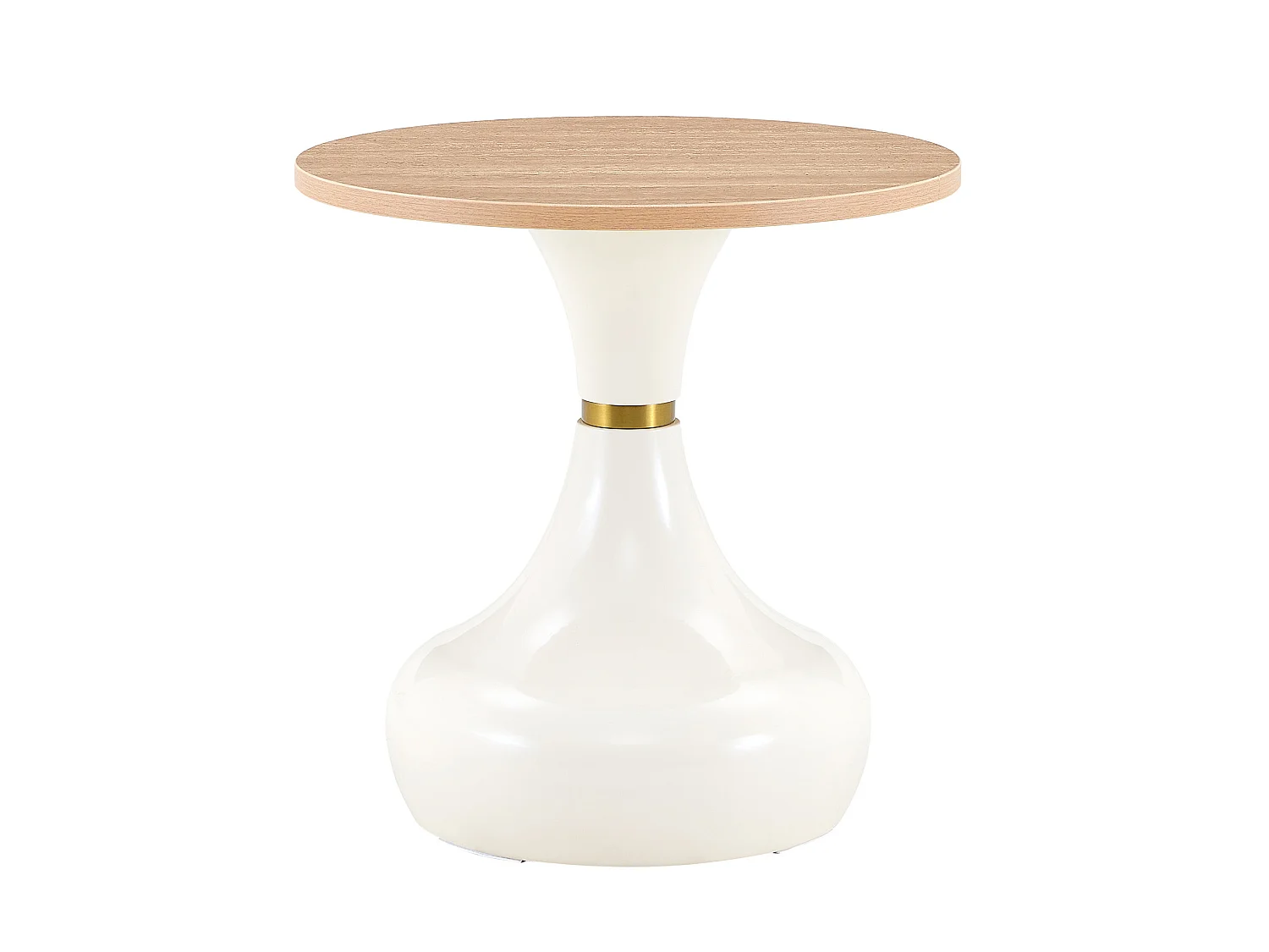 Set di 2 tavolini rotondi, 70 cm + 50 cm, bianchi - Legno e metallo