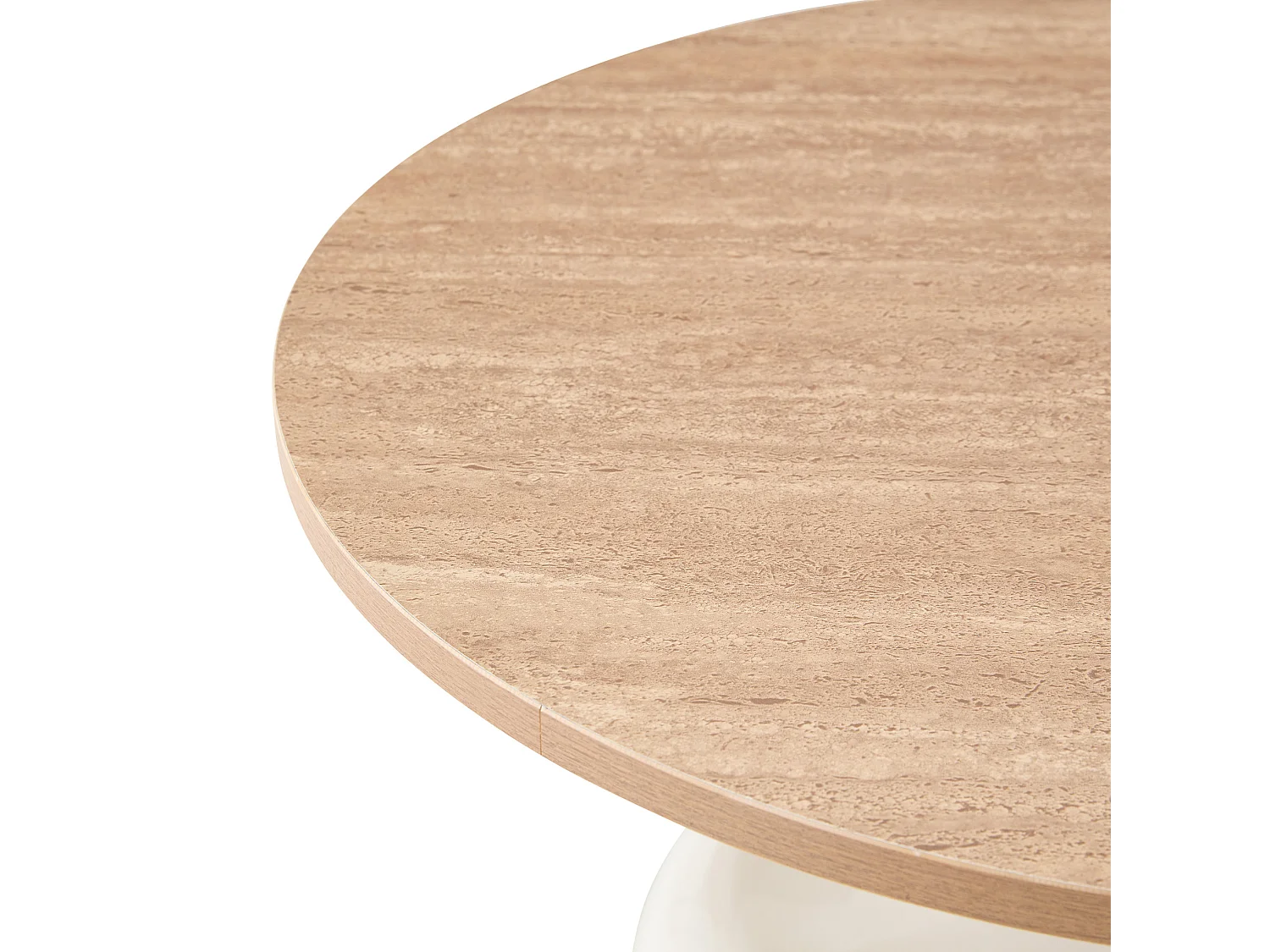 Set di 2 tavolini rotondi, 70 cm + 50 cm, bianchi - Legno e metallo