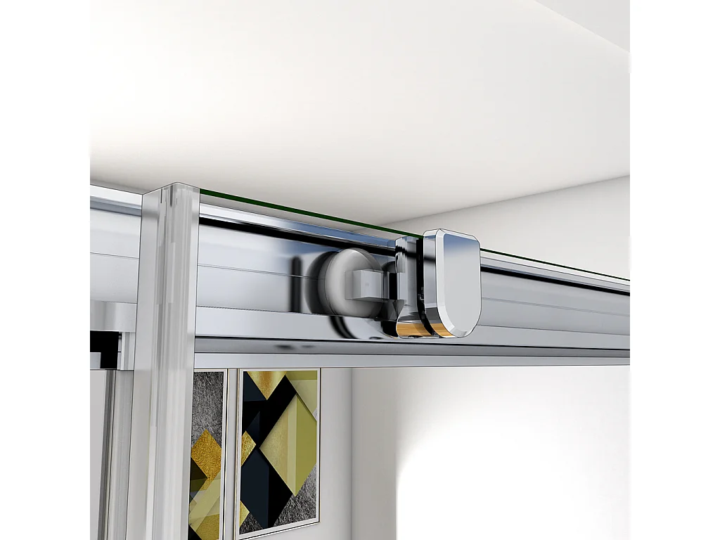 185 cm Box Doccia a Tre Lati Porta Scorrevole con Doppia Parete Fissa Vetro Temperato 5 mm Trasparente Telaio Cromato Lucido 145x80x80 cm