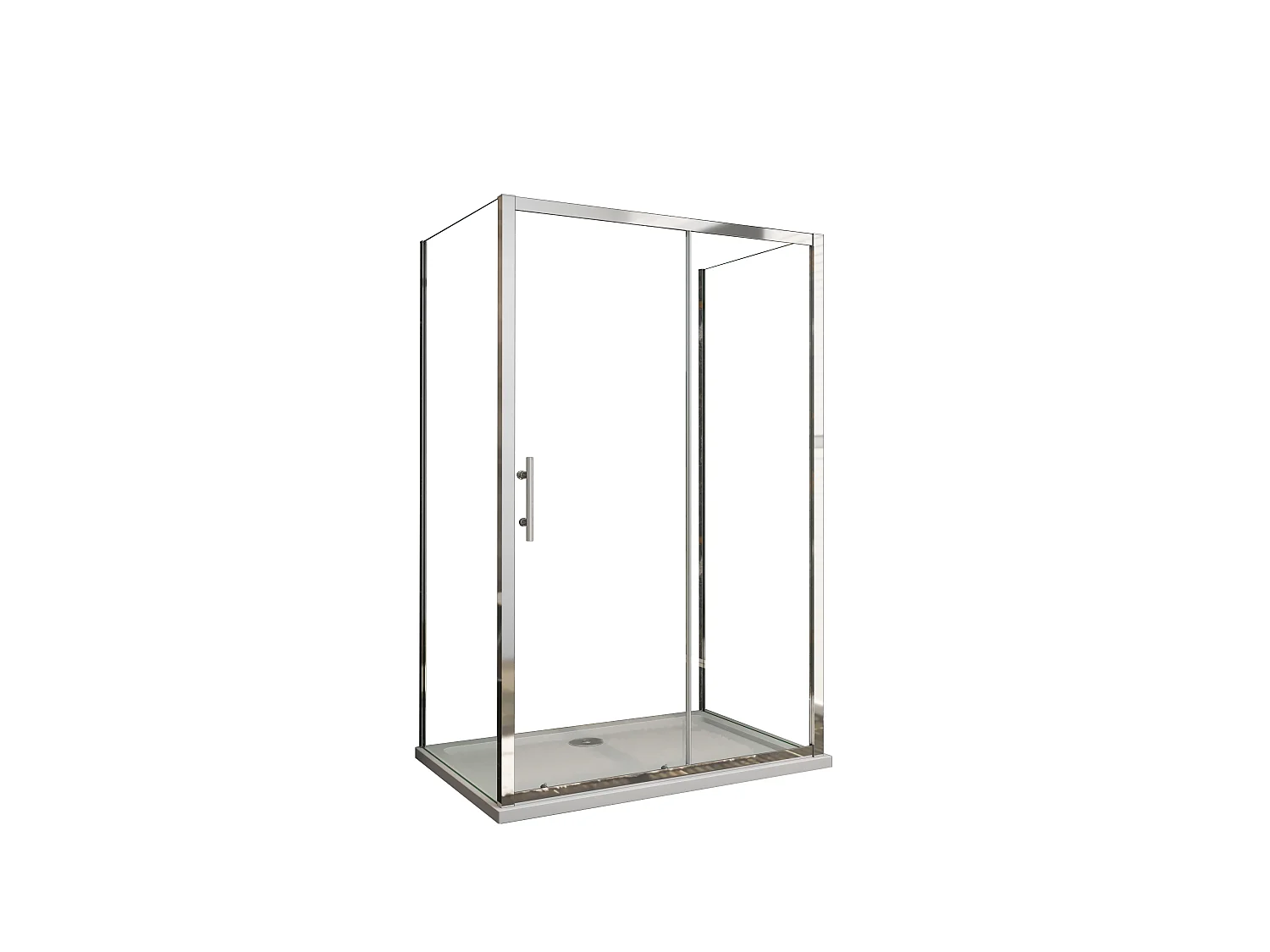 185 cm Box Doccia a Tre Lati Porta Scorrevole con Doppia Parete Fissa Vetro Temperato 5 mm Trasparente Telaio Cromato Lucido 145x80x80 cm