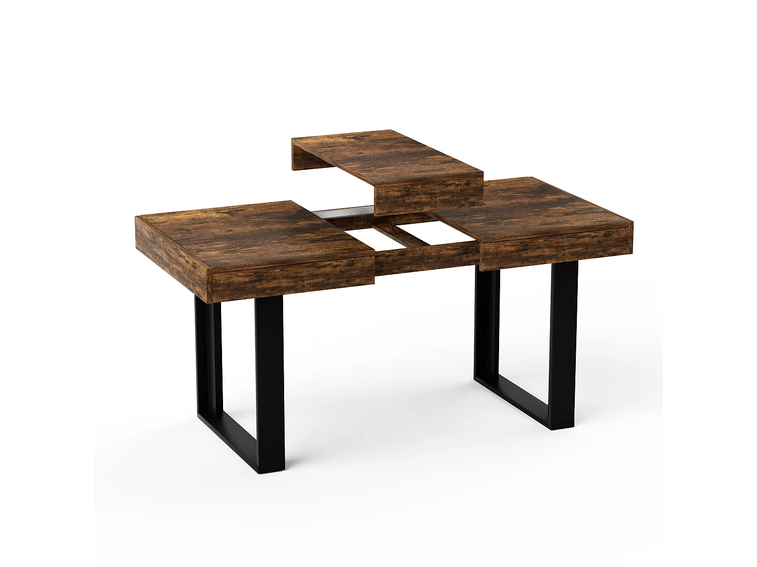 Tavolo da pranzo allungabile in stile retrò 120-160x75 cm - Marrone e nero