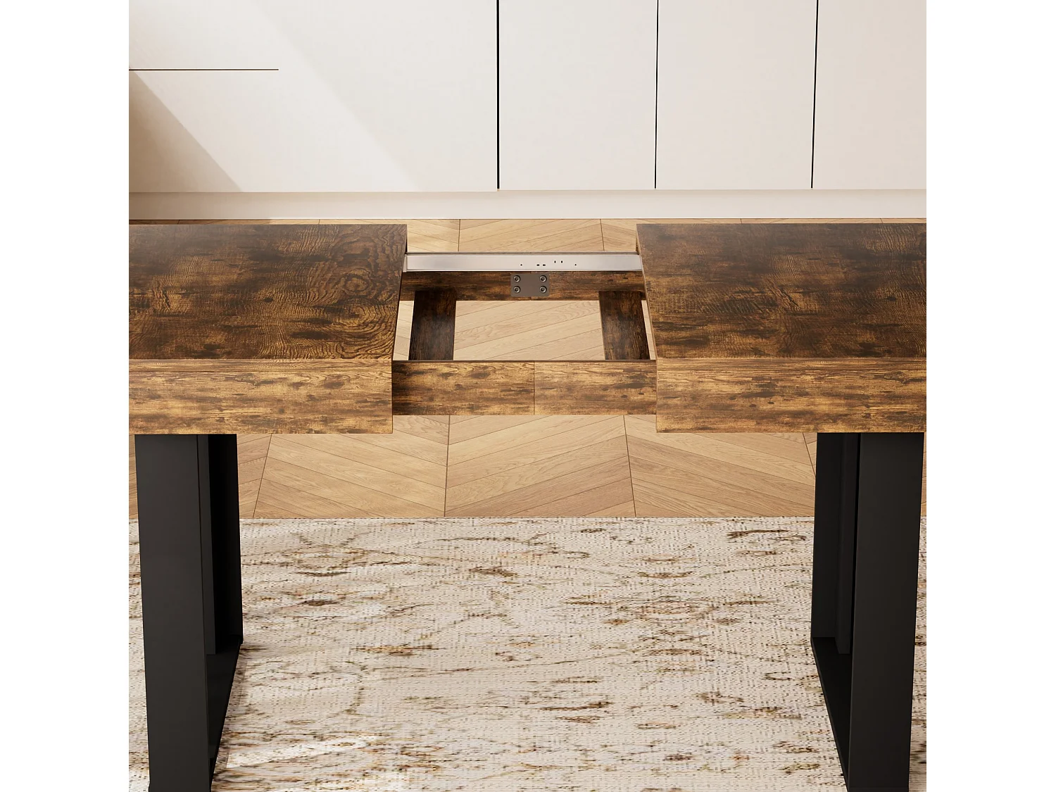 Tavolo da pranzo allungabile in stile retrò 120-160x75 cm - Marrone e nero