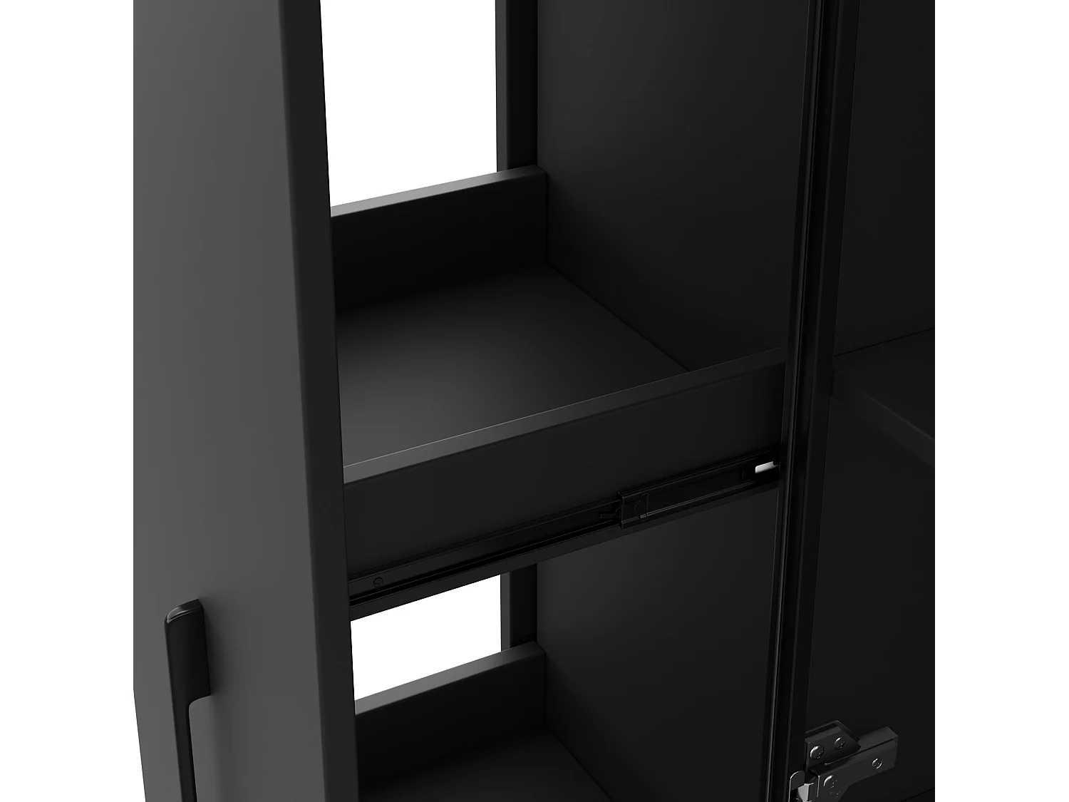 LED-vitrinskåp med 4 dörrar och skjutbara hyllor - MDF och glas - Svart