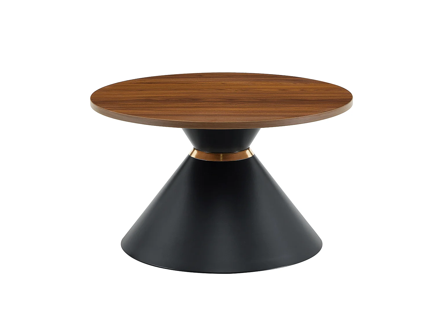 Lot de 2 tables basses rondes 70 cm et 50 cm finition noyer et noir