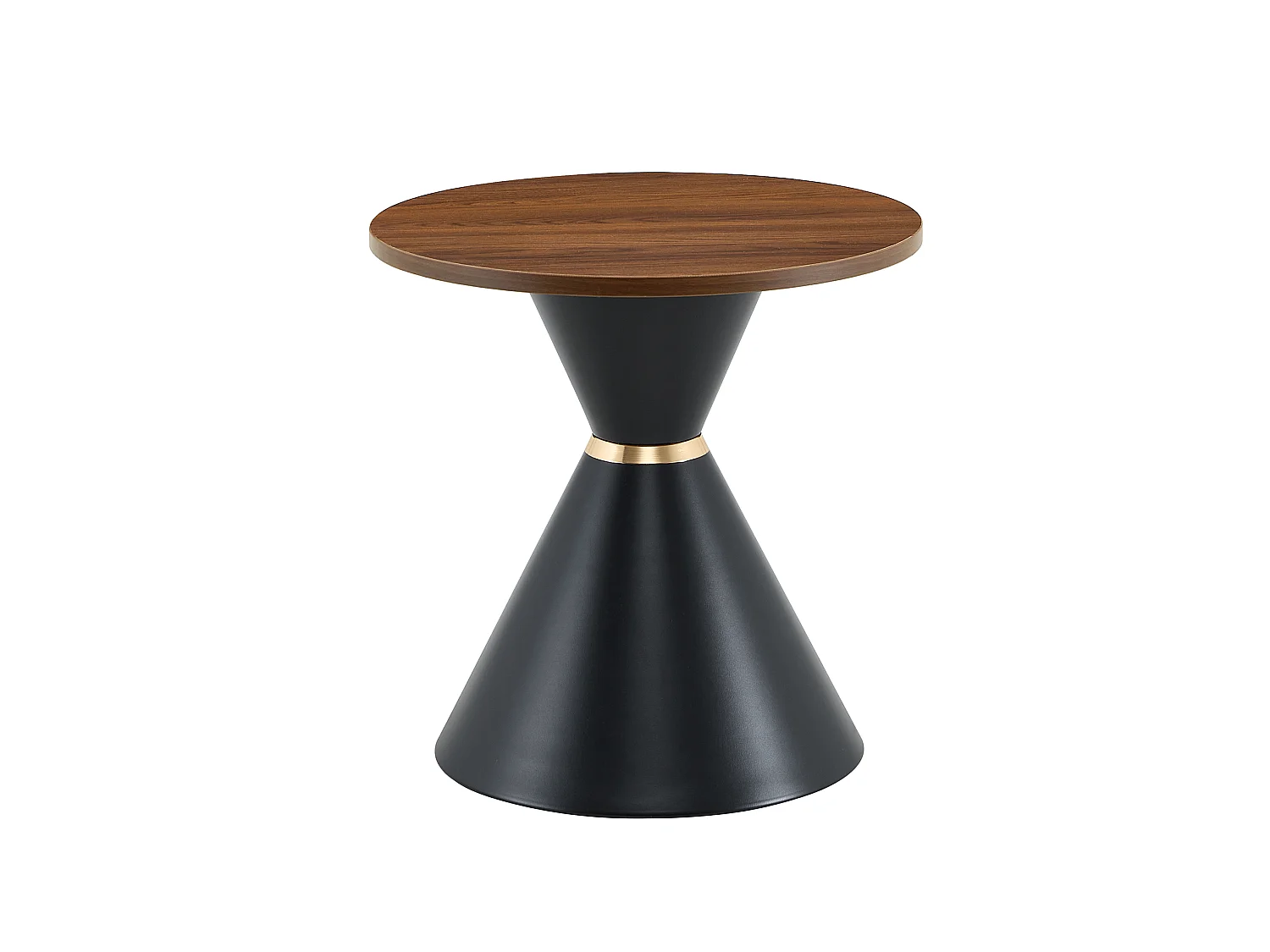 Lot de 2 tables basses rondes 70 cm et 50 cm finition noyer et noir