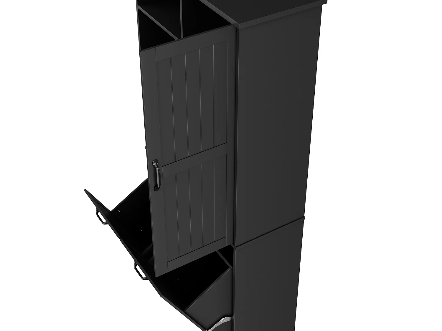 Mobile bagno a terra con lavabo singolo e colonna contenitore - Nero