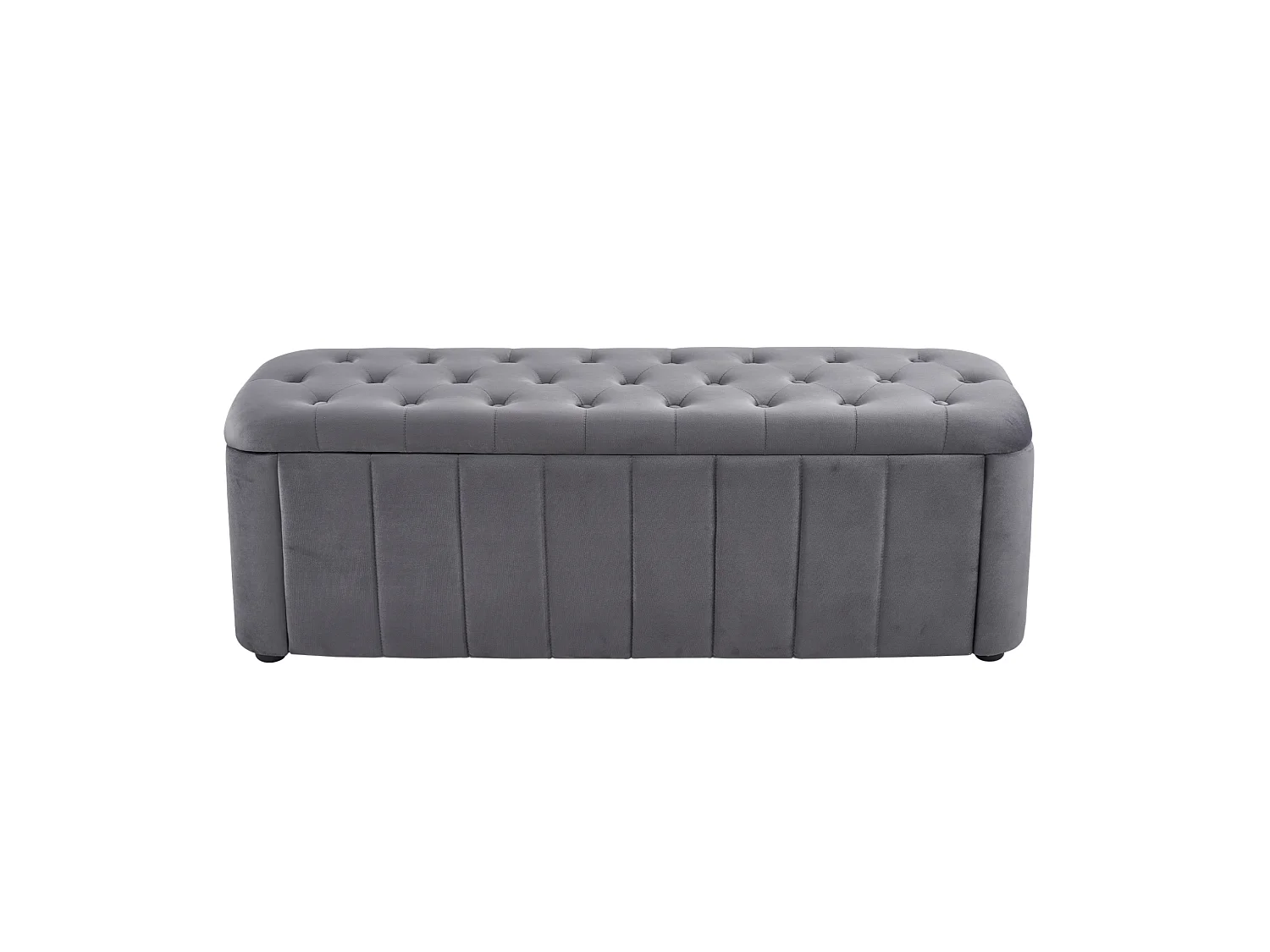 Banc de lit 132x47.5x44 cm en velours gris foncé avec rangement