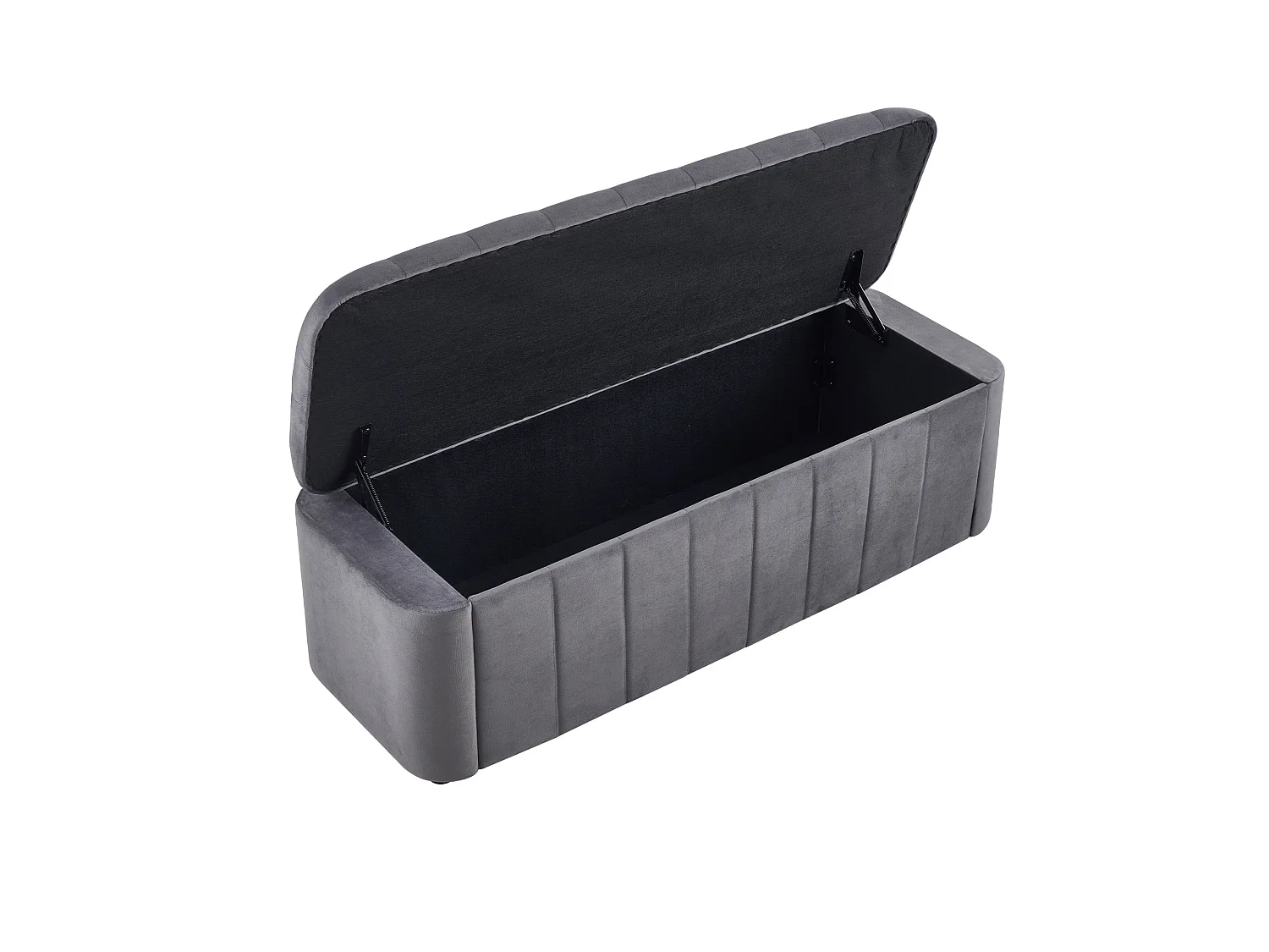 Banc de lit 132x47.5x44 cm en velours gris foncé avec rangement
