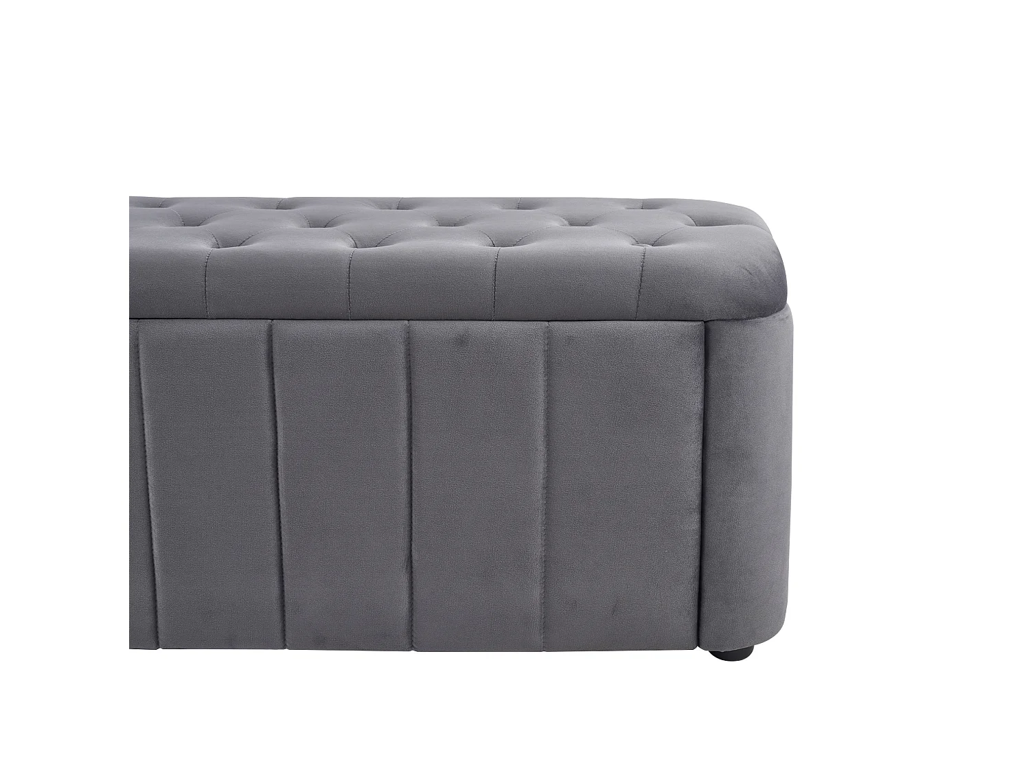 Banc de lit 132x47.5x44 cm en velours gris foncé avec rangement