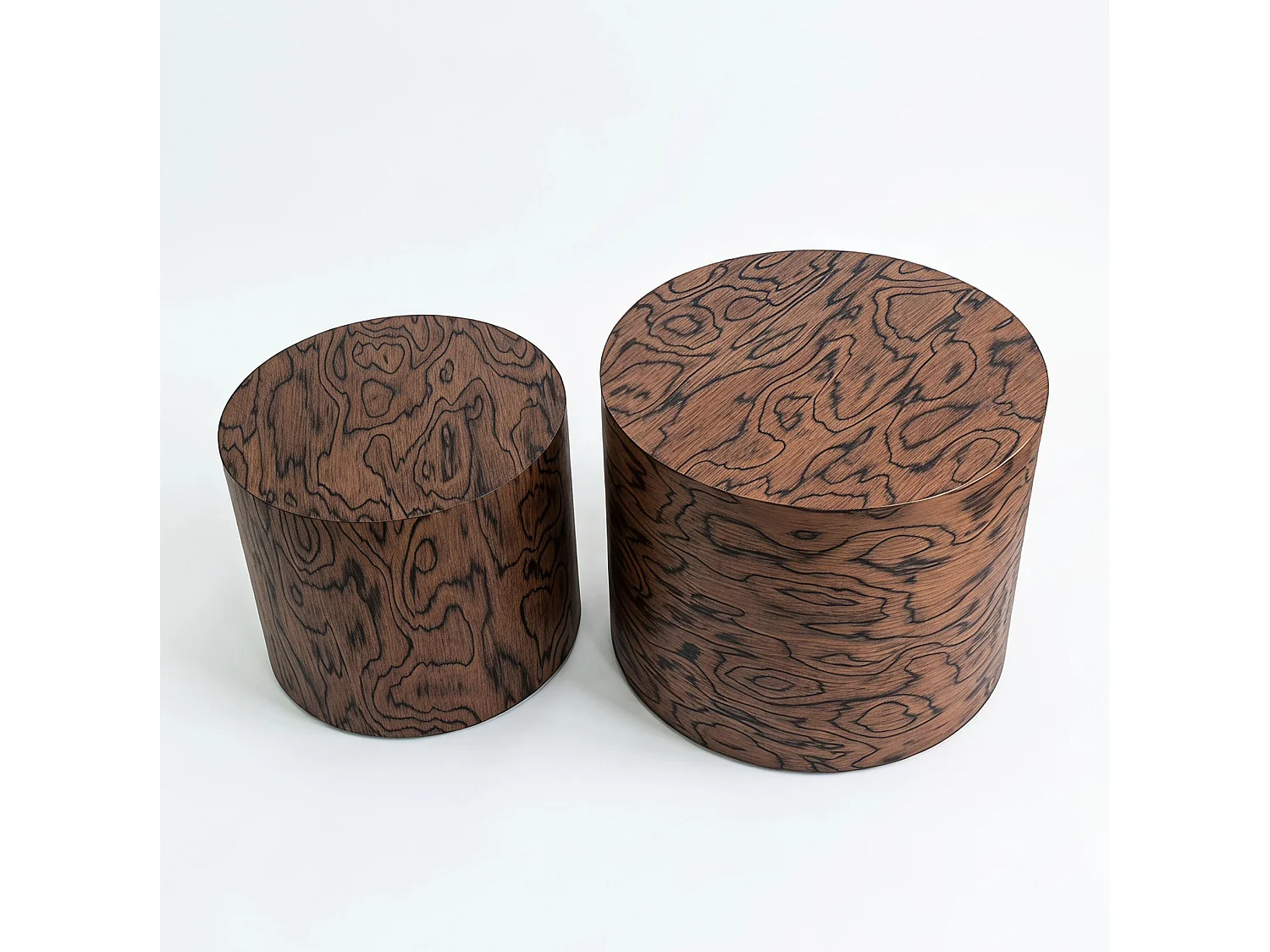 Lot de 2 tables basses gigognes 48 cm et 38 cm - Finition brun pommelé