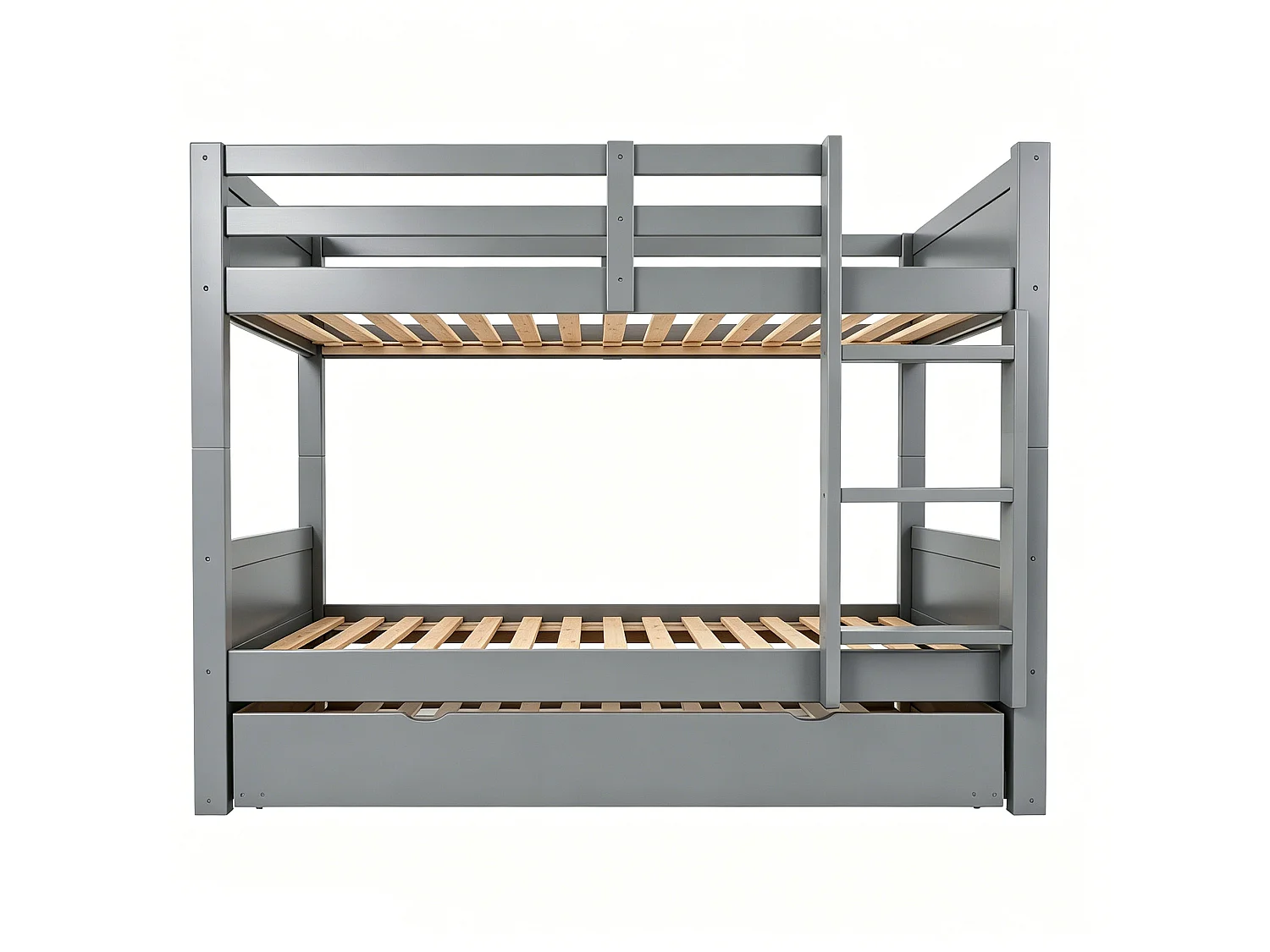 Kinderstapelbed 90x200 cm met uitschuifbed 90x190 cm, om te bouwen tot een eenpersoonsbed - Grijs